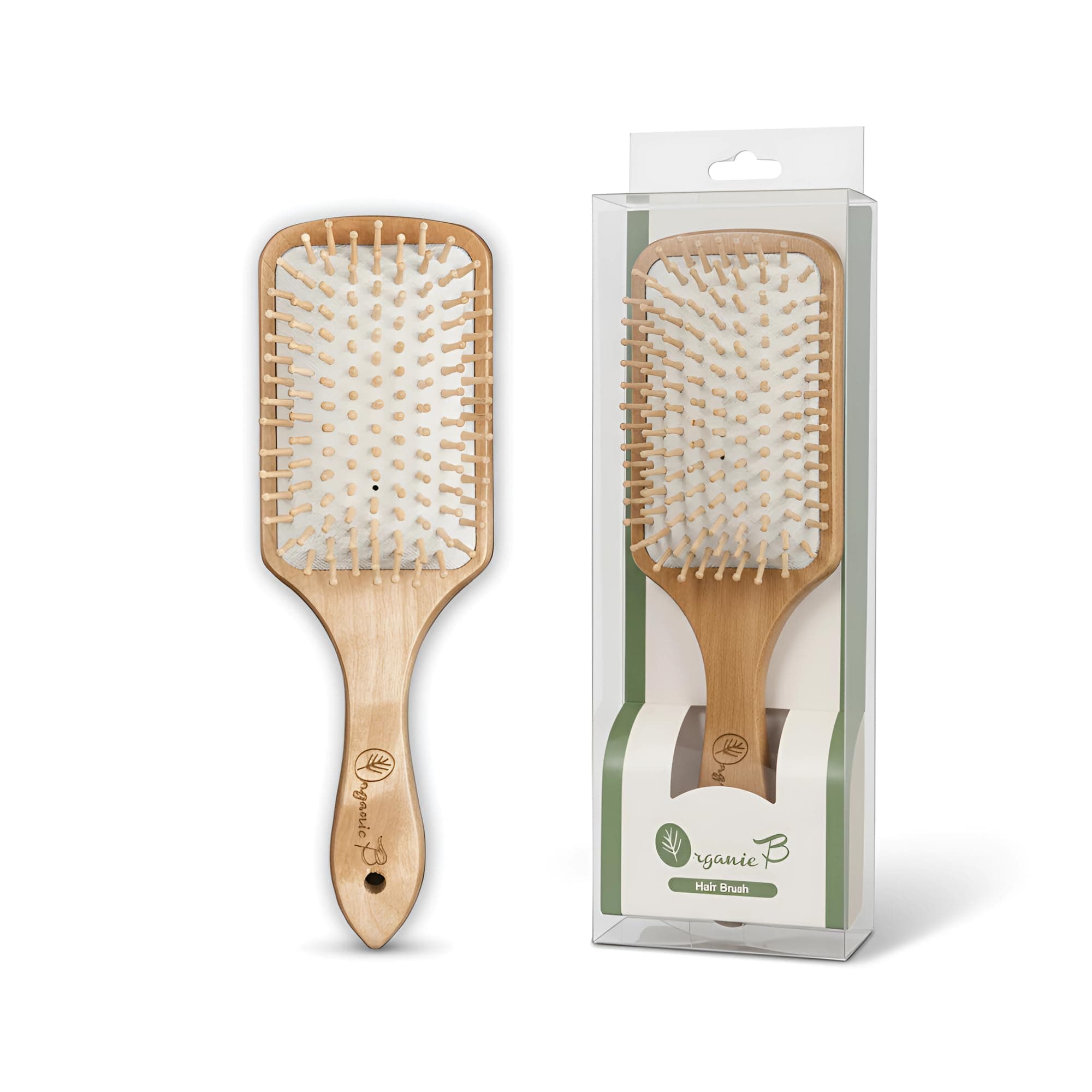 Organic B Wooden Paddle Hair Brush, Hair Brush Comb for Women, Bamboo Brush for Hair Care, Detangling Hair Brush for Thick Hair, Anti Static Brush for Curly and Straight Hair, Scalp Massage