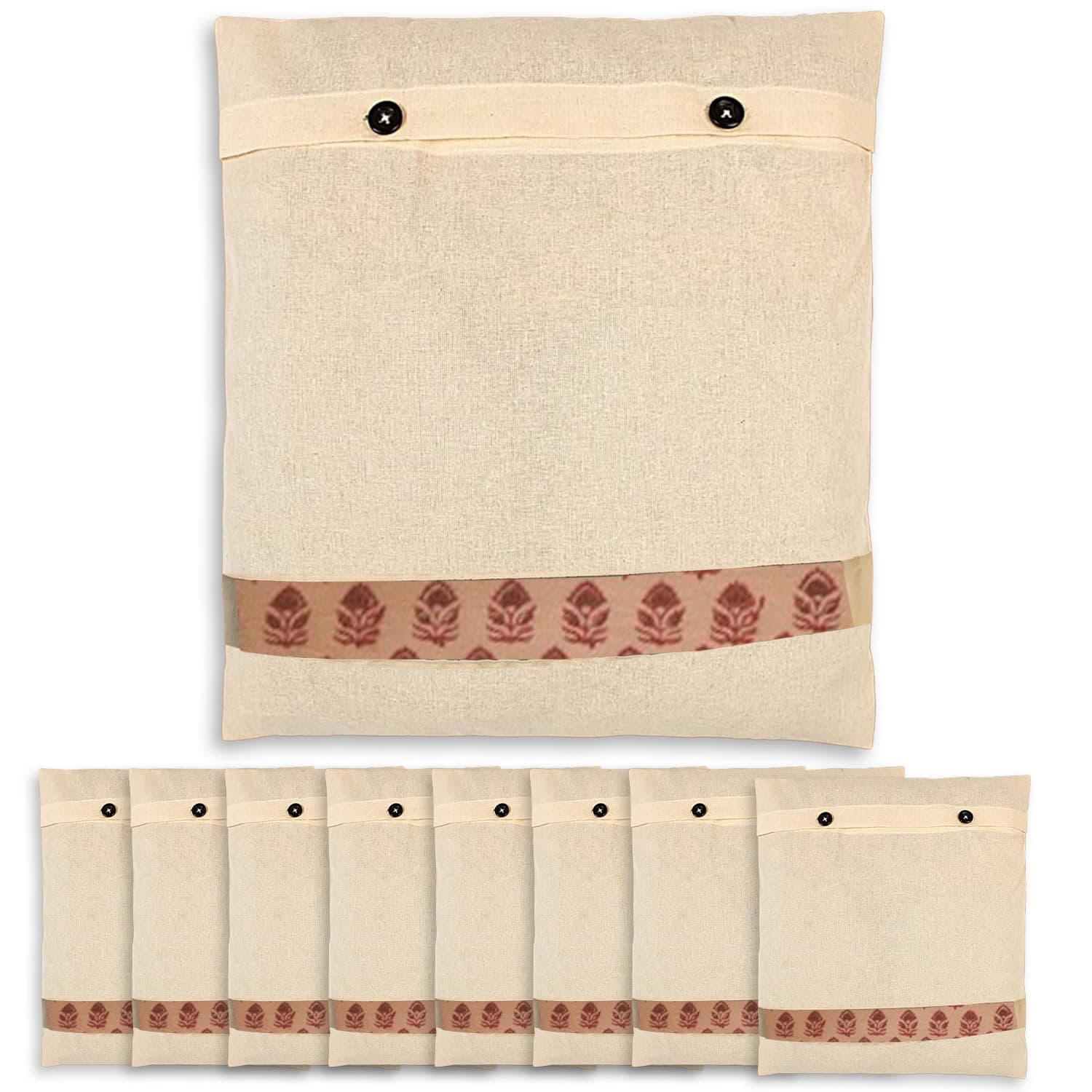 kotart Cotton Cloth Saree Bag Covers for Storage Organizer with Transparent Mesh Window | Clothes Bags and Wardrobe Organizer (14 x16 inch)