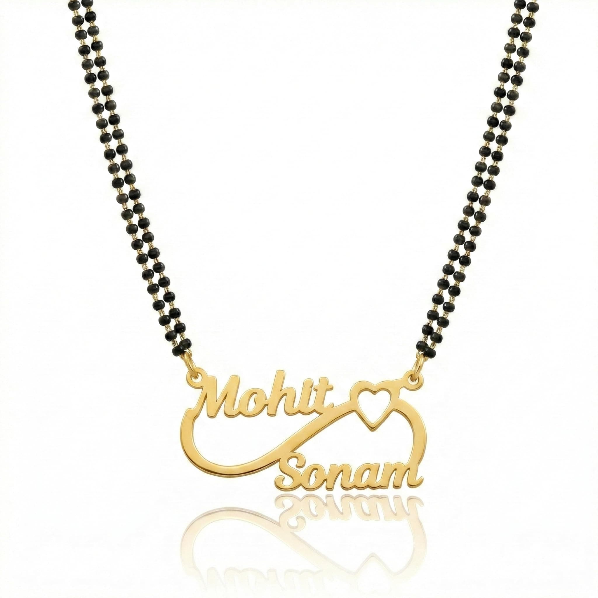Diva Jeweller Infinity Heart Couple Name Necklace Elegant Mangalsutra Chain for Couples Personalized with Two Names