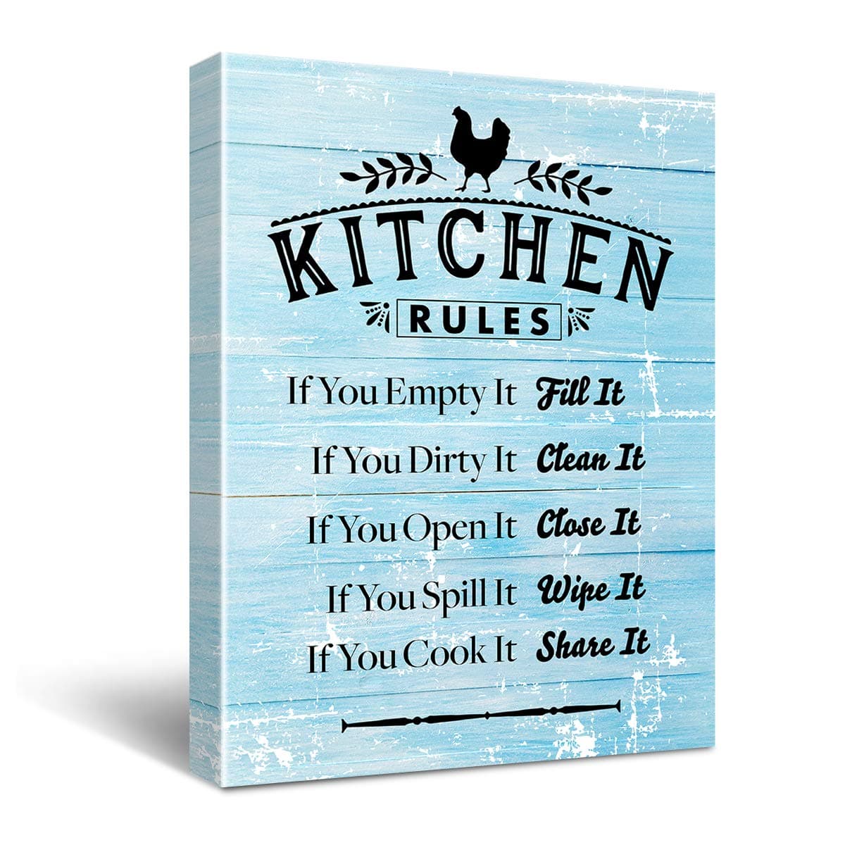 Funny Kitchen Decor Wall Art Canvas - Vintage Kitchen Rules Sayings Poster Canvas Wall Art for Office/Home/Kitchen Decor - Retro Farmhouse Canvas Print Wall Art Painting Ready to Hang Home Decoration