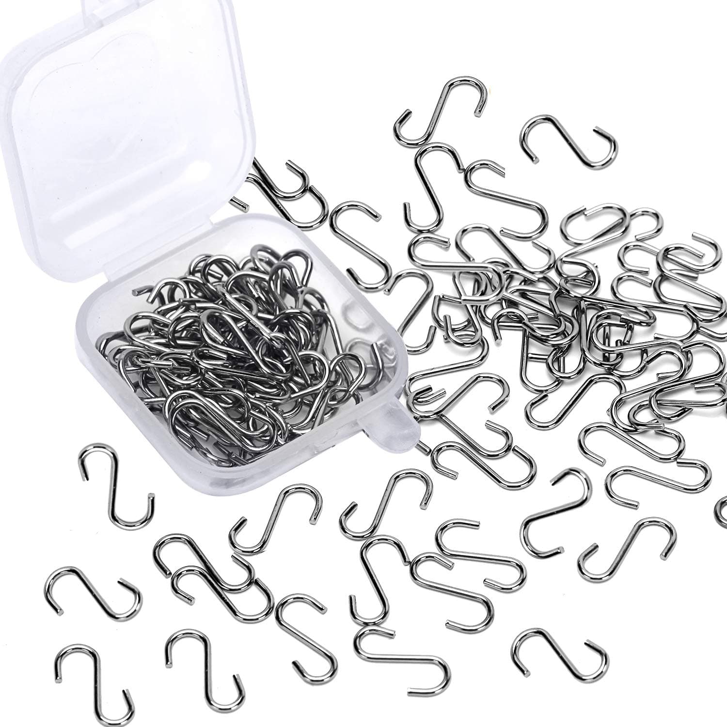 Senkary 100 Pieces 0.55 Inch Mini S Hooks Small S Hooks Connectors Metal S-Shaped Hangers for Crafts, Jewelry and Hanging