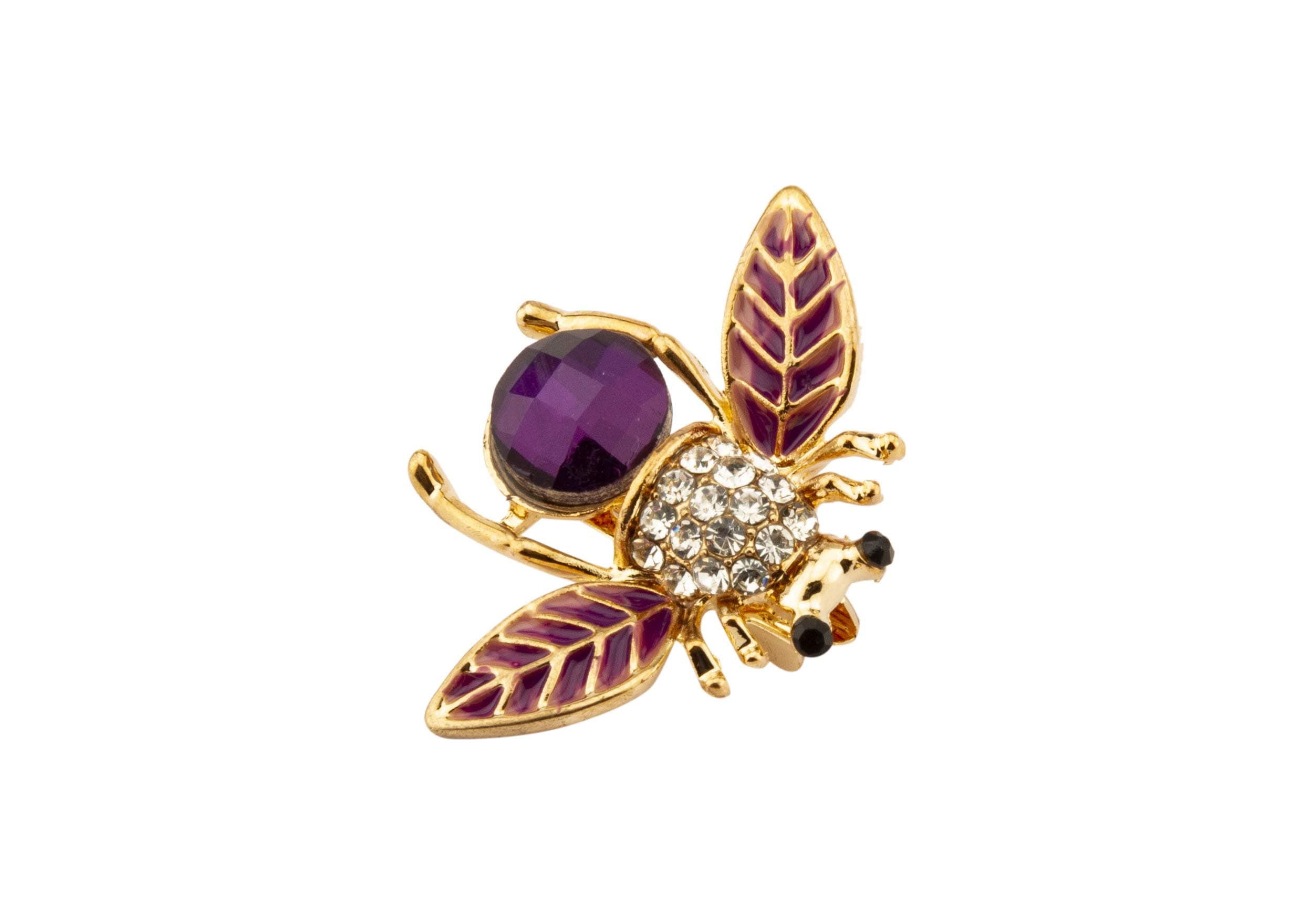 Knighthood Purple and Gold Enamel Bee with Purple Semi Precious Stone Detailing Lapel Pin Brooch