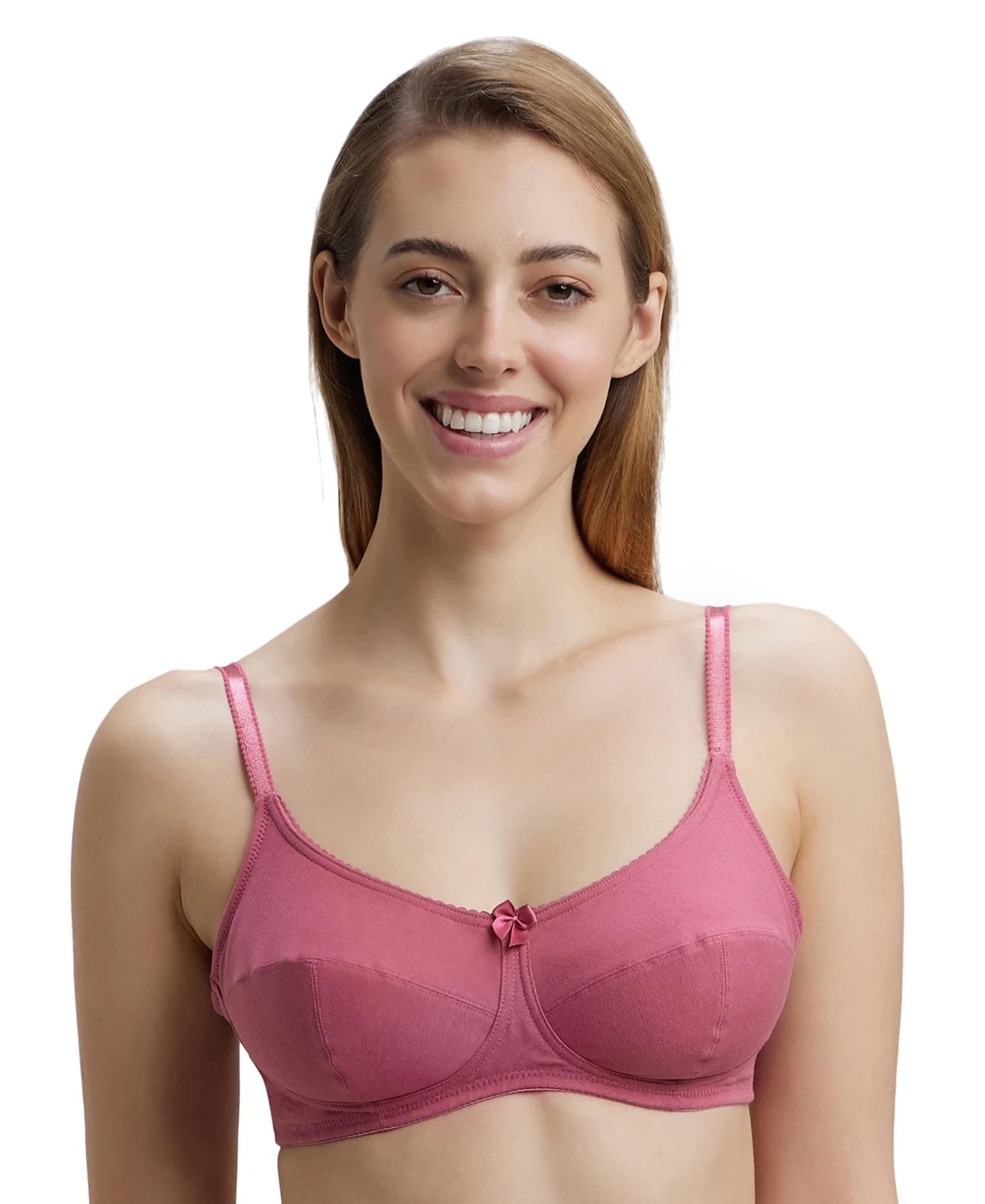 Jockey 1615 Women's Wirefree Non Padded Super Combed Cotton Elastane Stretch Full Coverage Everyday Bra with Soft Adjustable Straps_Rose Wine_38B