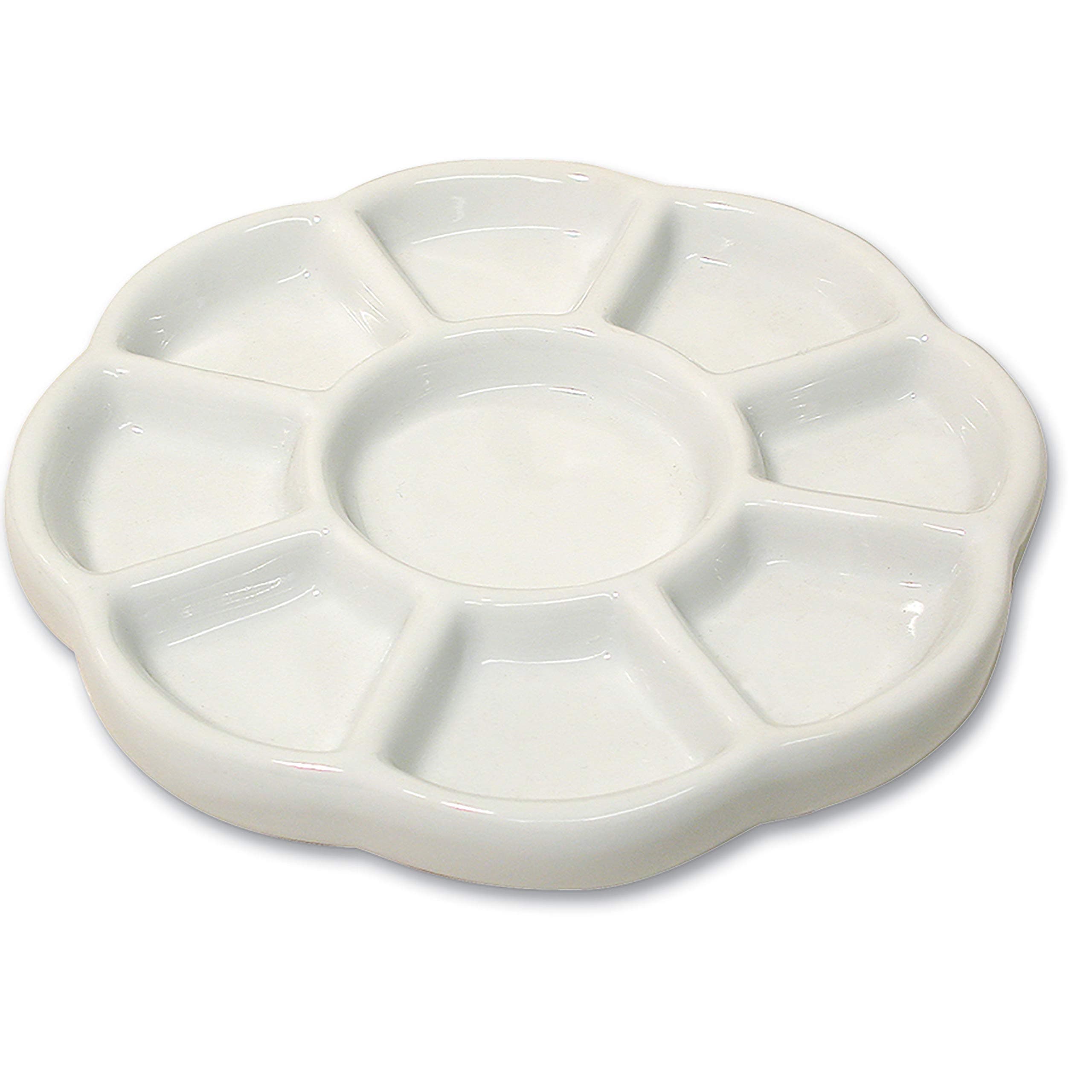 Ceramic Mixing Palette, Sunflower Design Paint Holder, Bead Tray, Arts & Crafts Accessories Organizer, 5.5" x 5.5" x .5", 9 Compartments.