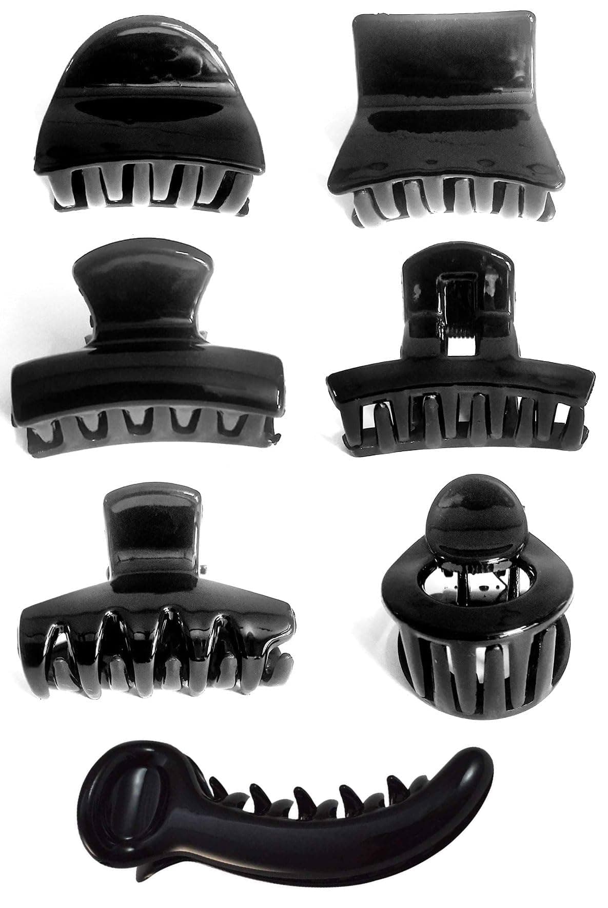 BHARATGAURAV Fashion Accessories Butterfly Multi Shape Black Plastic Hair Claw Clips, Medium, for Women Girls Combo Pack of 7