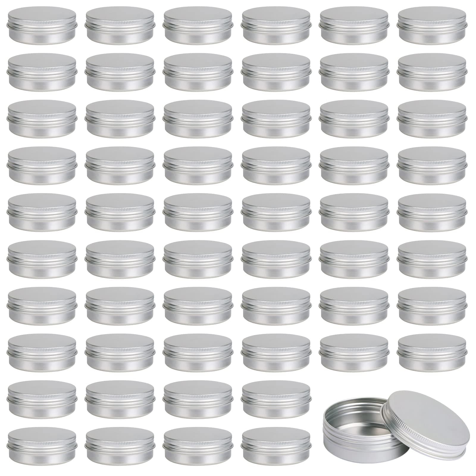 Moretoes 60 Pack 2oz Aluminum Tins with Screw Lids
