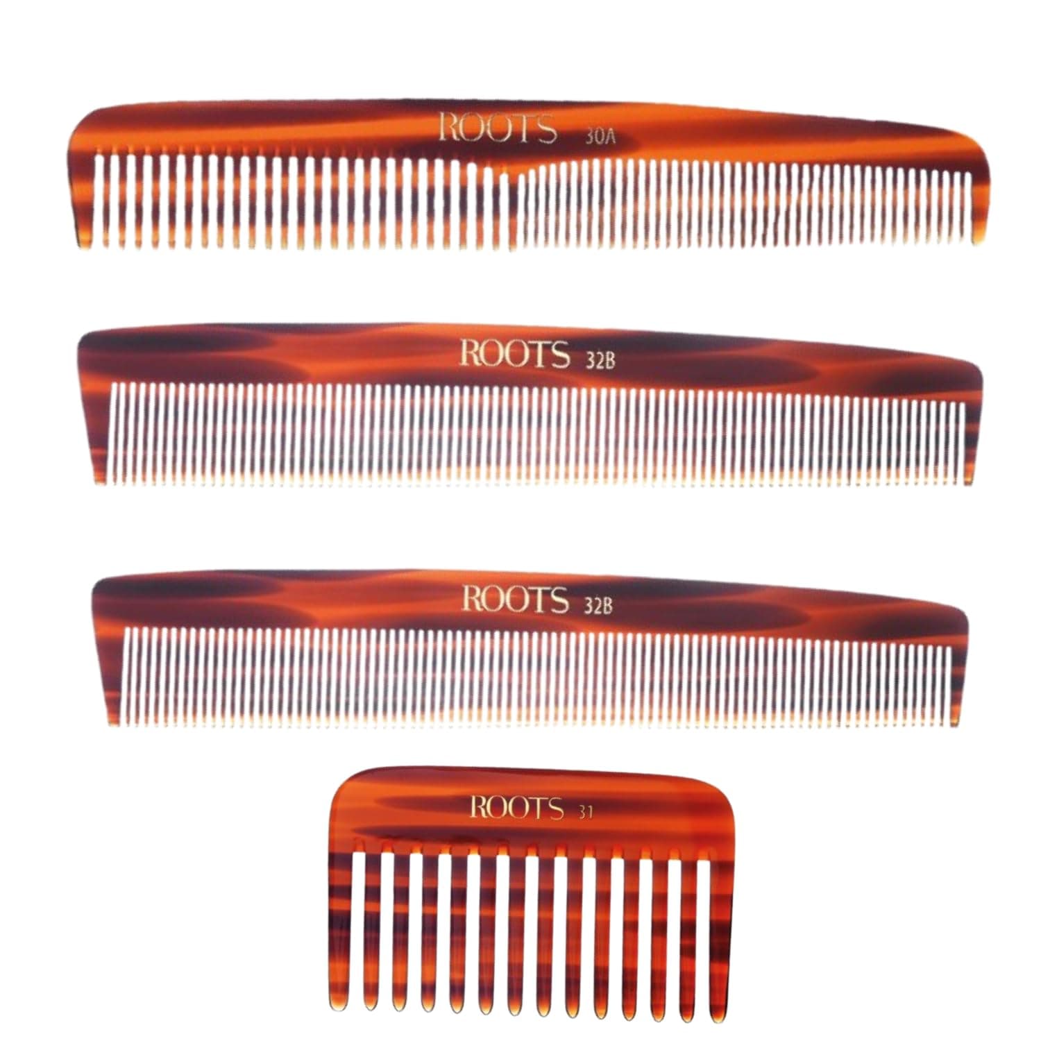 Roots Wide Teeth & Fine Teeth Combs Combo With Pouch, PACk Of 4