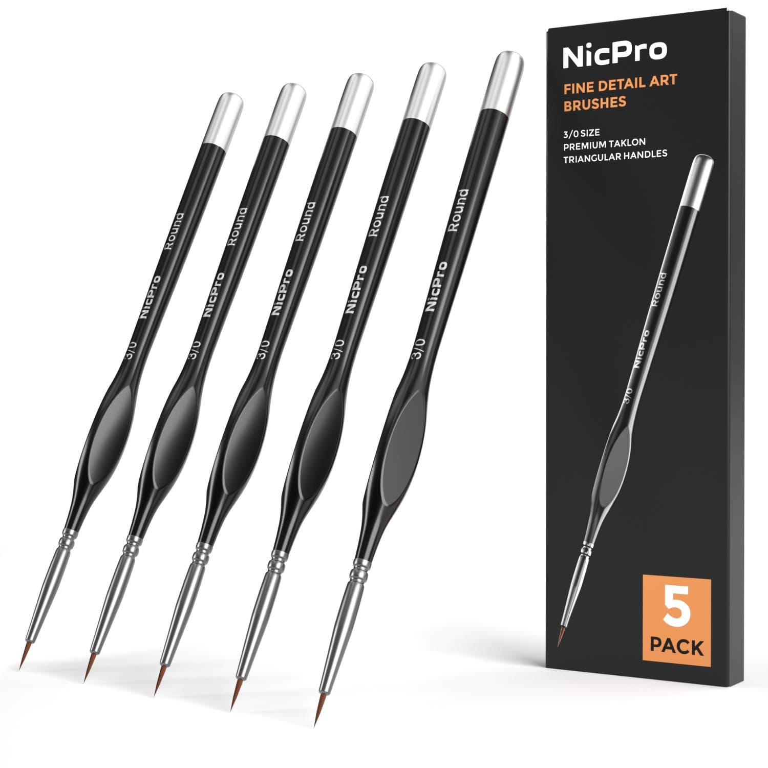 Nicpro 5 PCS Detail Paint Brushes, Extra Fine Tip 000 Miniature Brush Set