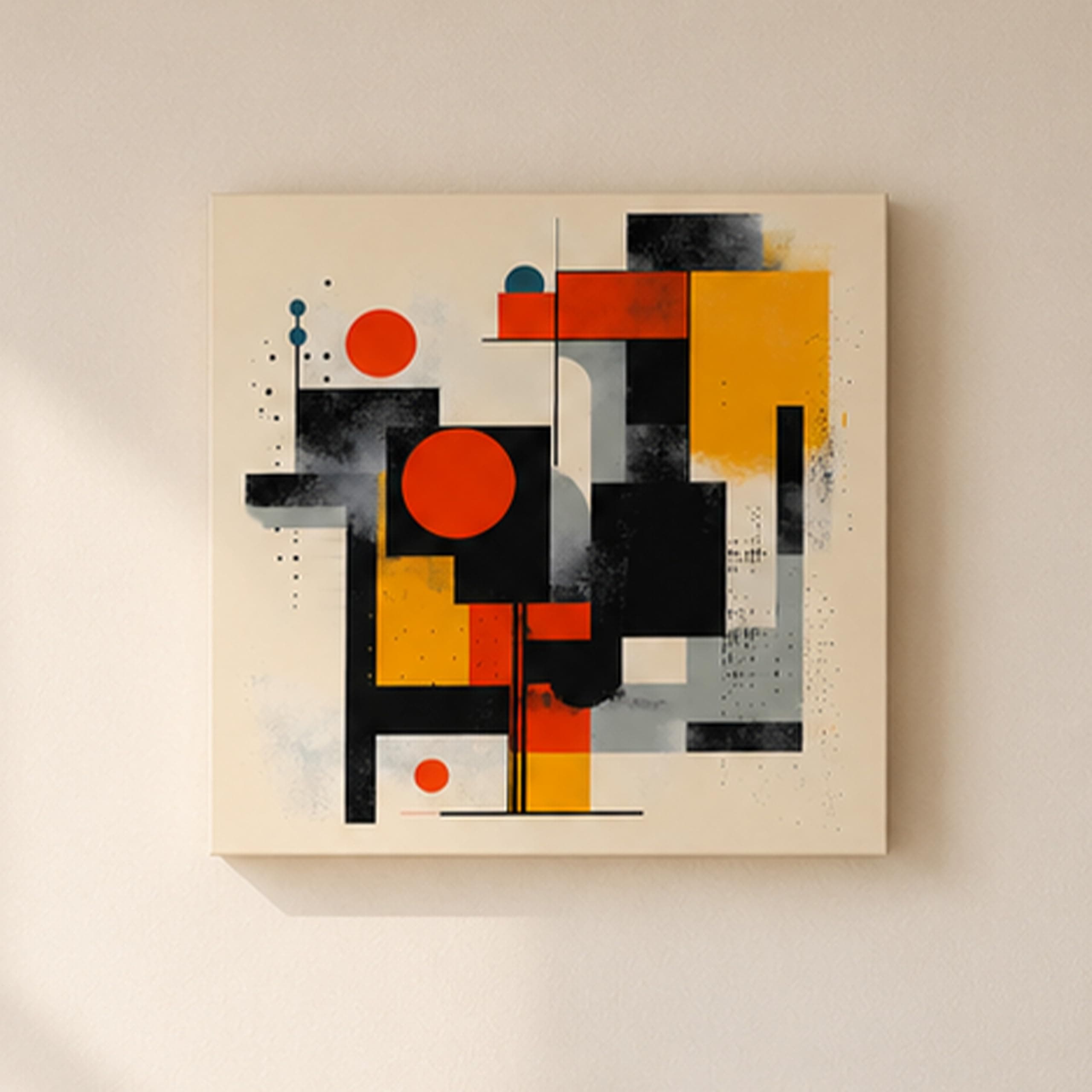 PAINTINGMANTRA Abstract Color Blocks Stretched Canvas Painting for Living Room | Modern Abstract Shapes Wall Décor Art For Livingroom, Bedroom, Office, Hallways