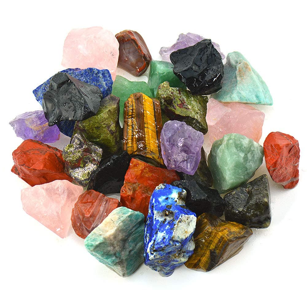 Unihom 3 lbs Bulk Rough Madagascar Stones Mix - Large 1" Natural Raw Stones Crystal for Tumbling, Cabbing, Fountain Rocks, Decoration,Polishing, Wire Wrapping, Wicca & Reiki Crystal Healing
