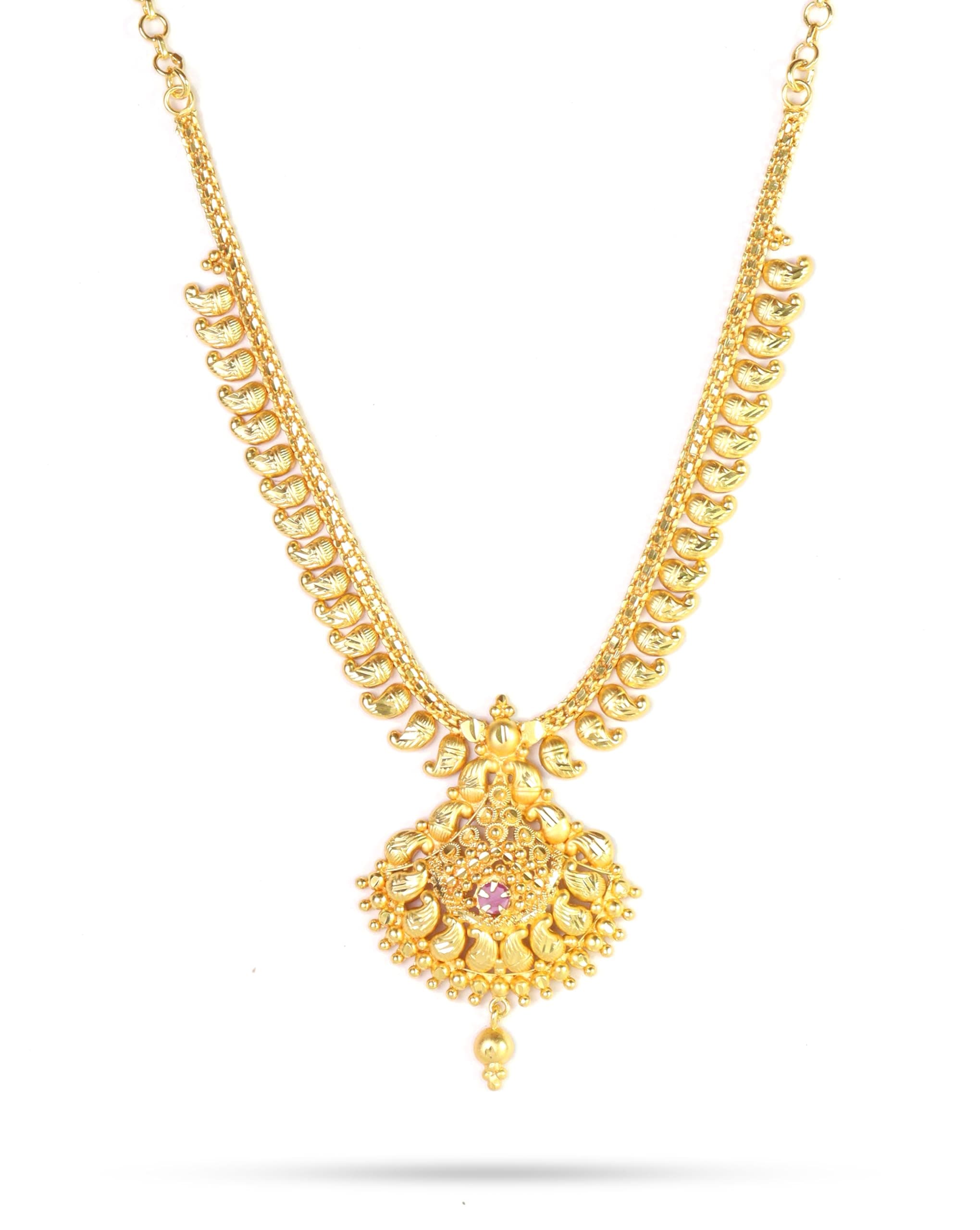 CUTE GOLD One Gram Forming Gold Plated Traditional South Indian Fashion Jewellery Necklace for Women & Girls (NEC-8067)
