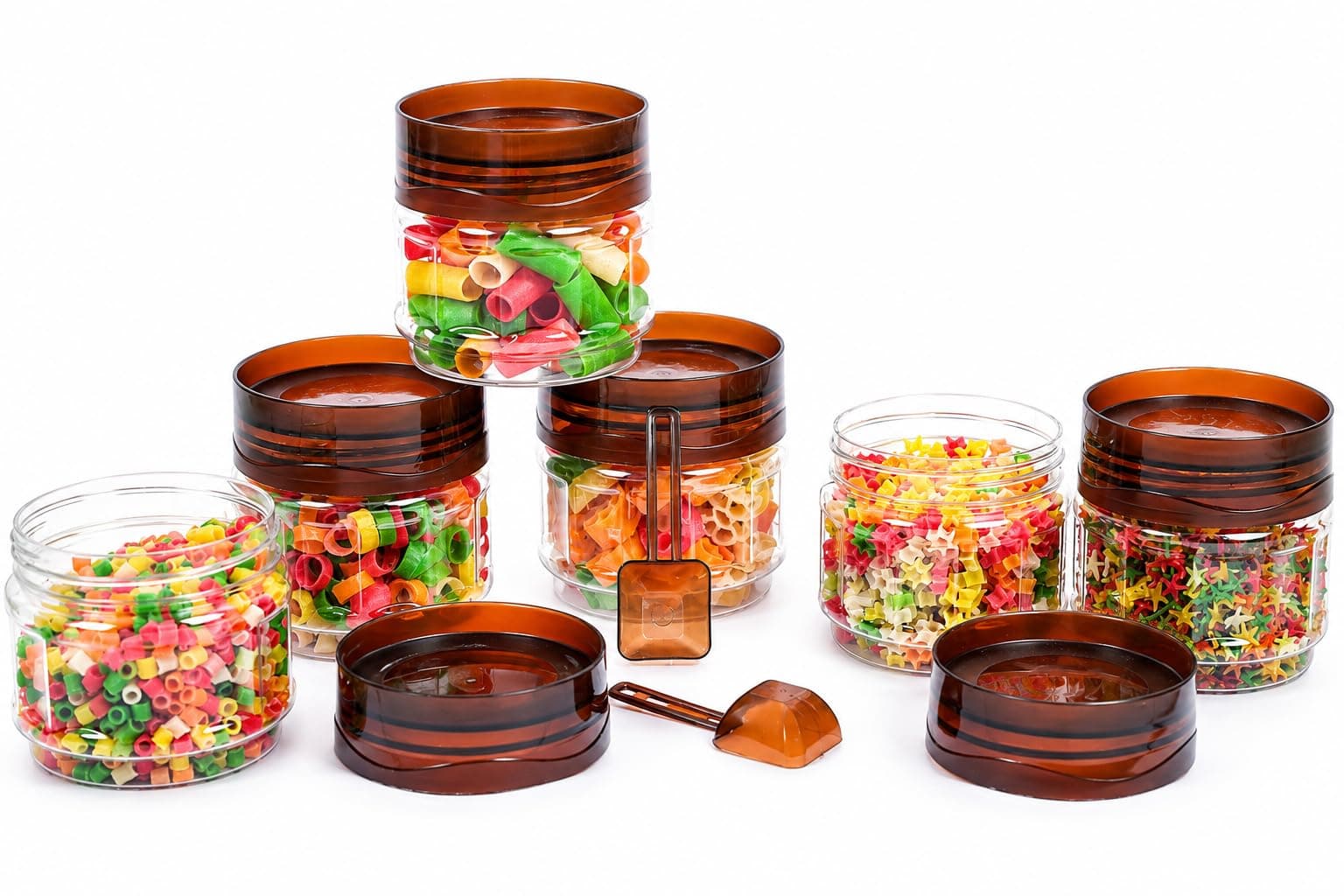 VRISTO 100ml Airtight BPA-Free Plastic Container for Spices & Masalas – Leak-Proof Small Kitchen Storage Jar – Stackable, Transparent, Odor-Free, Food Grade Spice Box for Pantry Organization Set of 6
