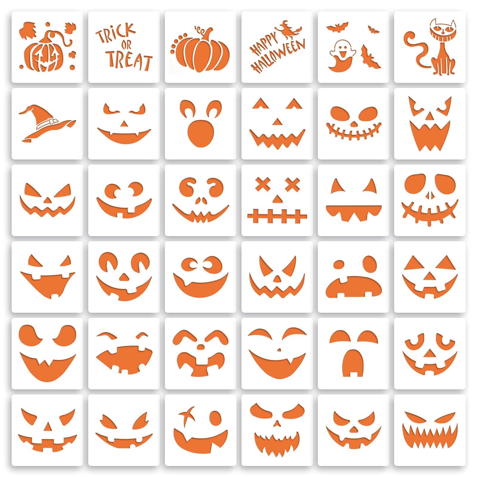 25 Pieces Halloween Drawing Stencils, Pumpkin Faces Stencil for DIY Pumpkin Carving, Reusable Painting Templates for Kids