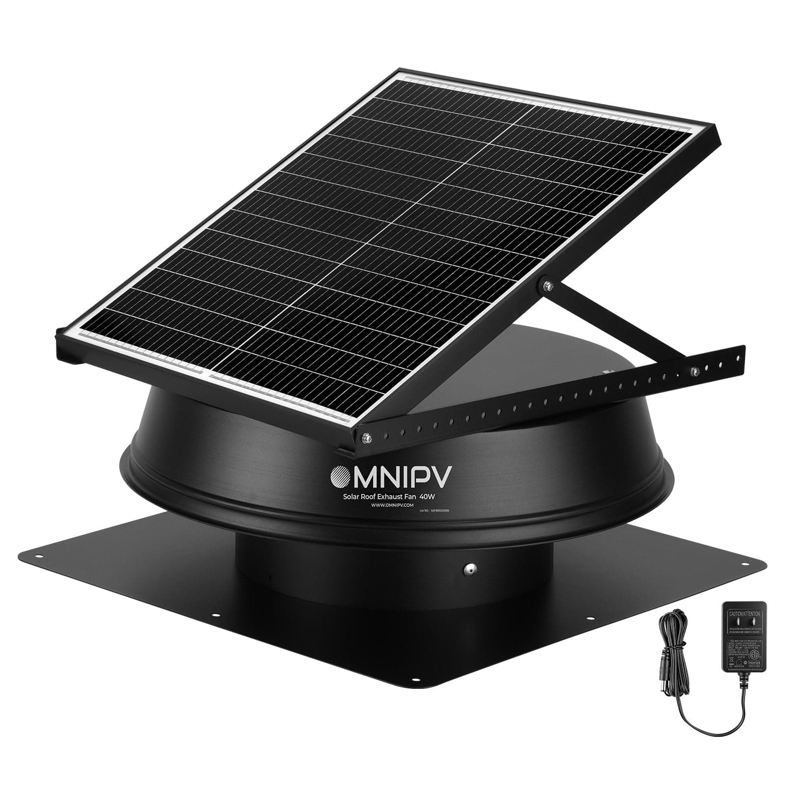 OmniPV Solar Powered Attic Roof Exhaust Fan, 35 Watt, 14''