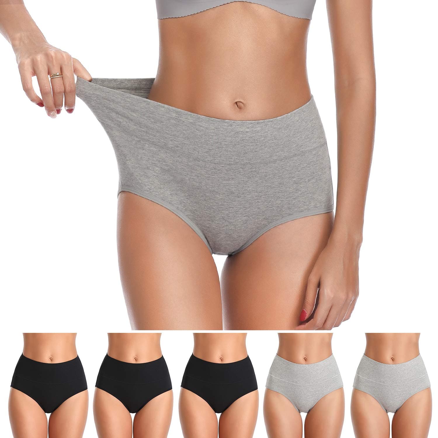 Womens Underwear, No Muffin Top Full Coverage Cotton Underwear Briefs Soft Stretch Breathable Ladies Panties for Women