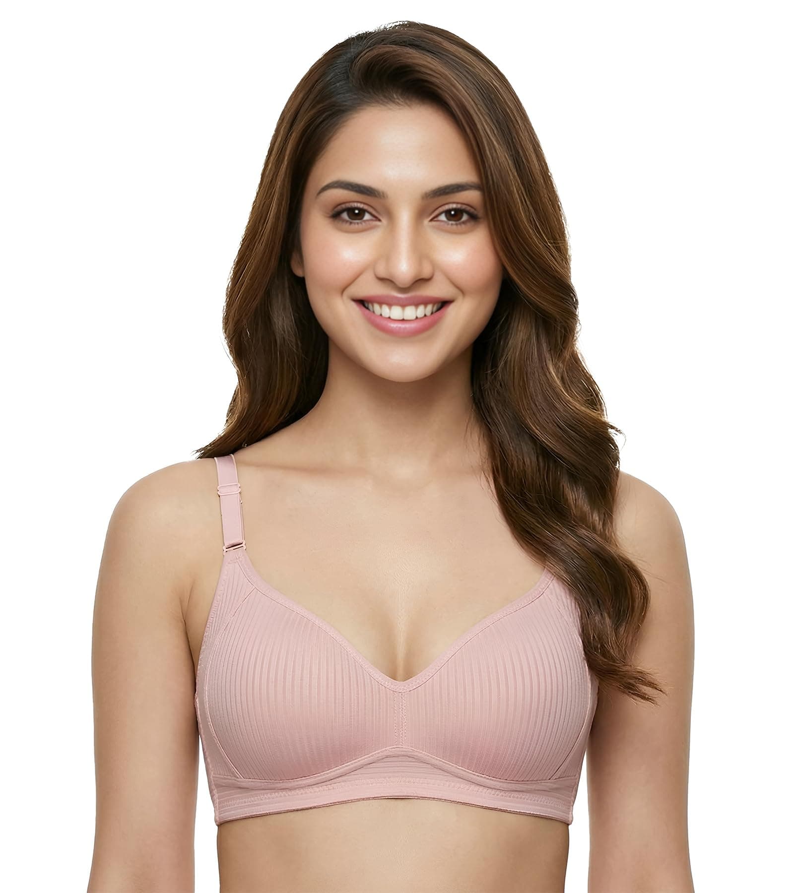 DClub Womens Cotton Lightly Padded Everyday Bra, Wire Free, Comfortable with Seamed Cups,Adjustable Strap for Everyday Bra (in, Alpha, XL, Regular, Pink)