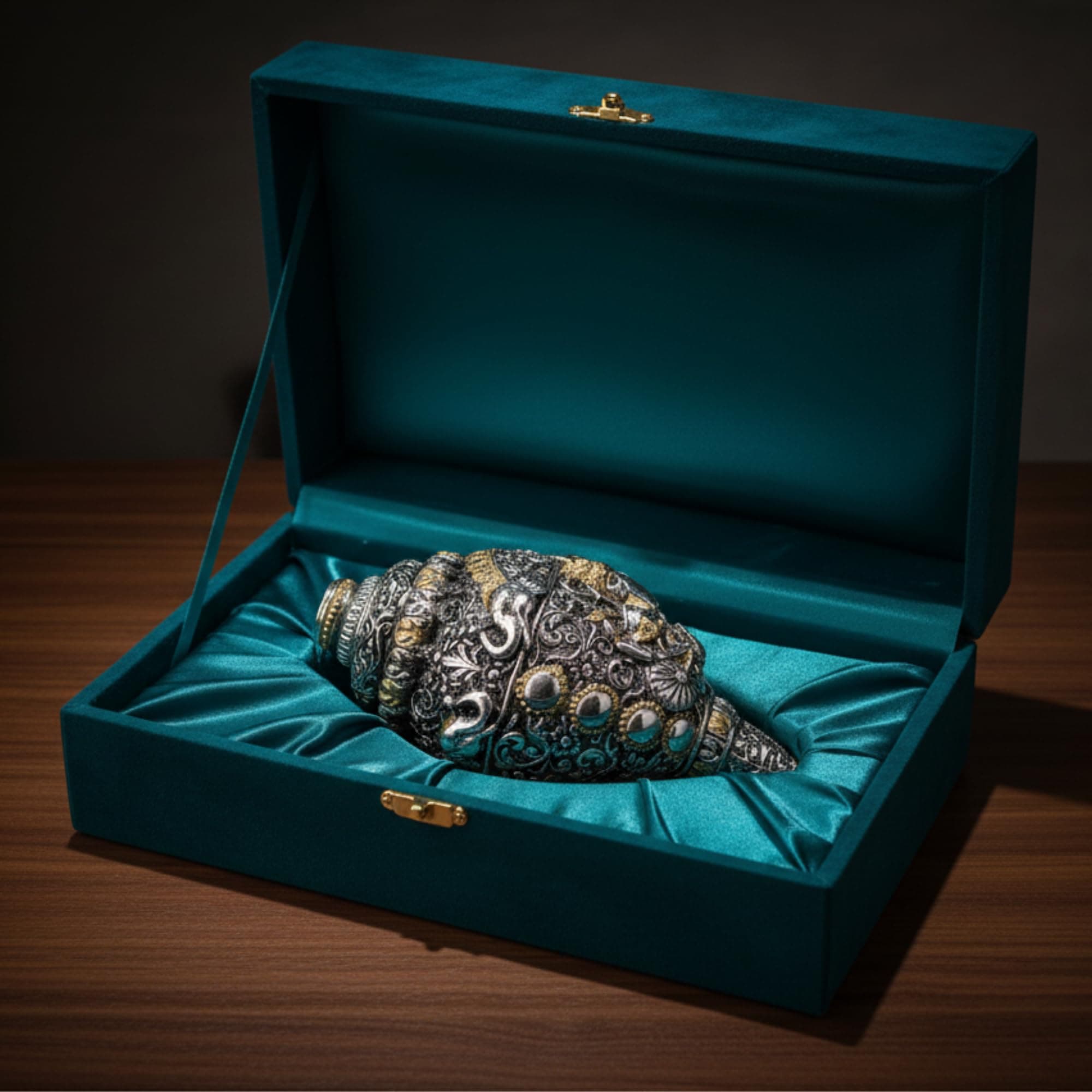Dev Aastha Antique 999 Silver Shankh |Small Vastu Pooja Item for Mandir | Auspicious Vishu & Religious Gift | Sacred Conch Shell Idol