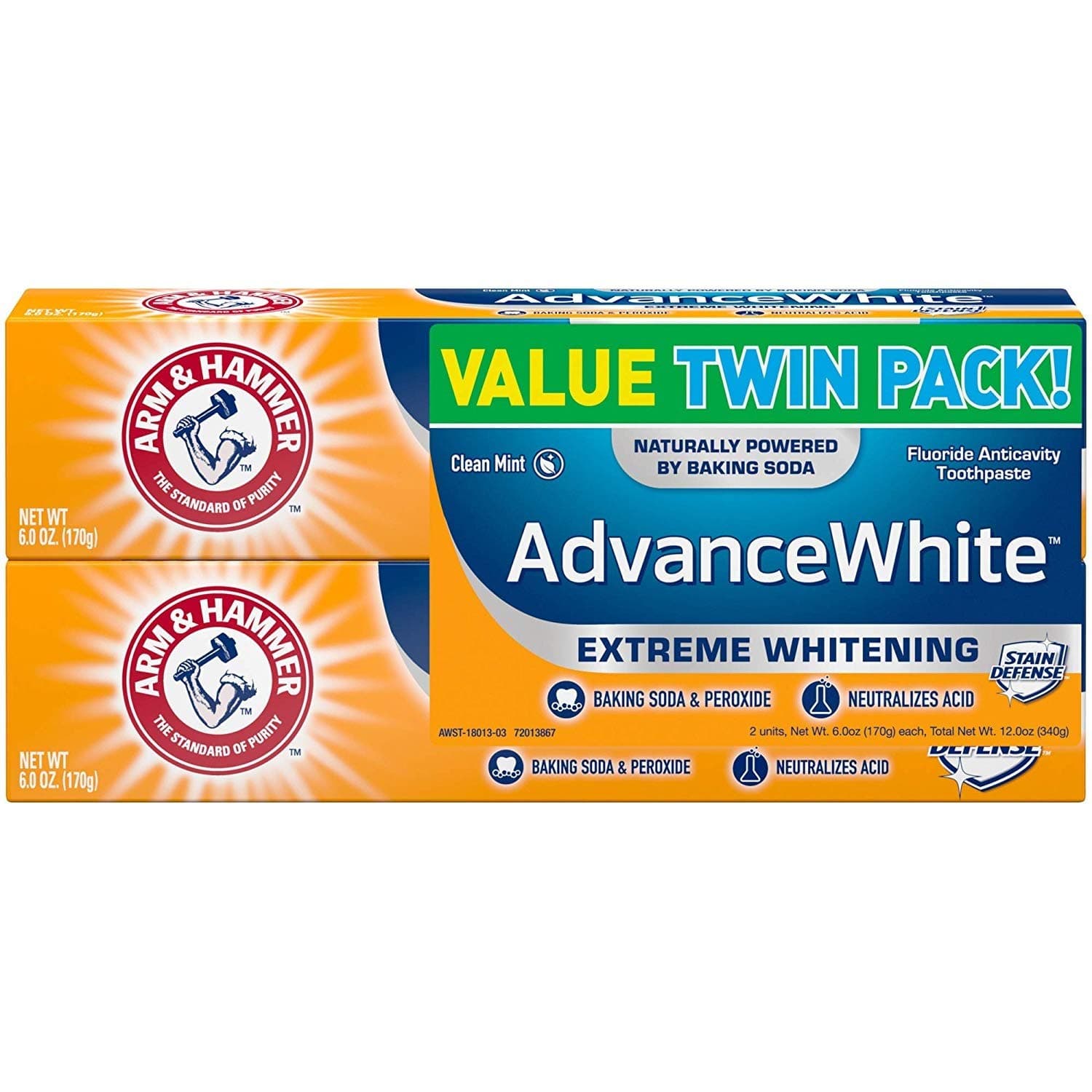 Arm & Hammer Advance White Extreme WhiteningToothpaste,Fresh Mint, 6 Oz, Twin Pack