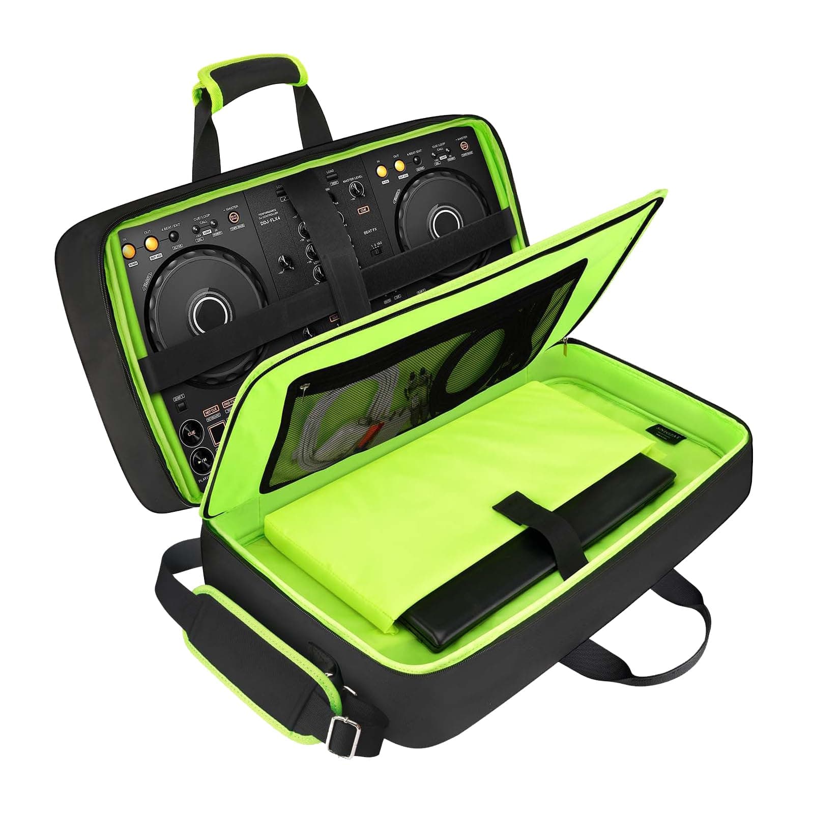 SNIGJAT DJ Controller Case for DDJ FLX4/ DJ 400/ DDJ REV1, Padded DJ Controller Bag with 5 Pockets for Laptop, Headphones, Cables, DJ Carrying Case with Adjustable Shoulder Strap, 21.5"x11.8"x2.5"