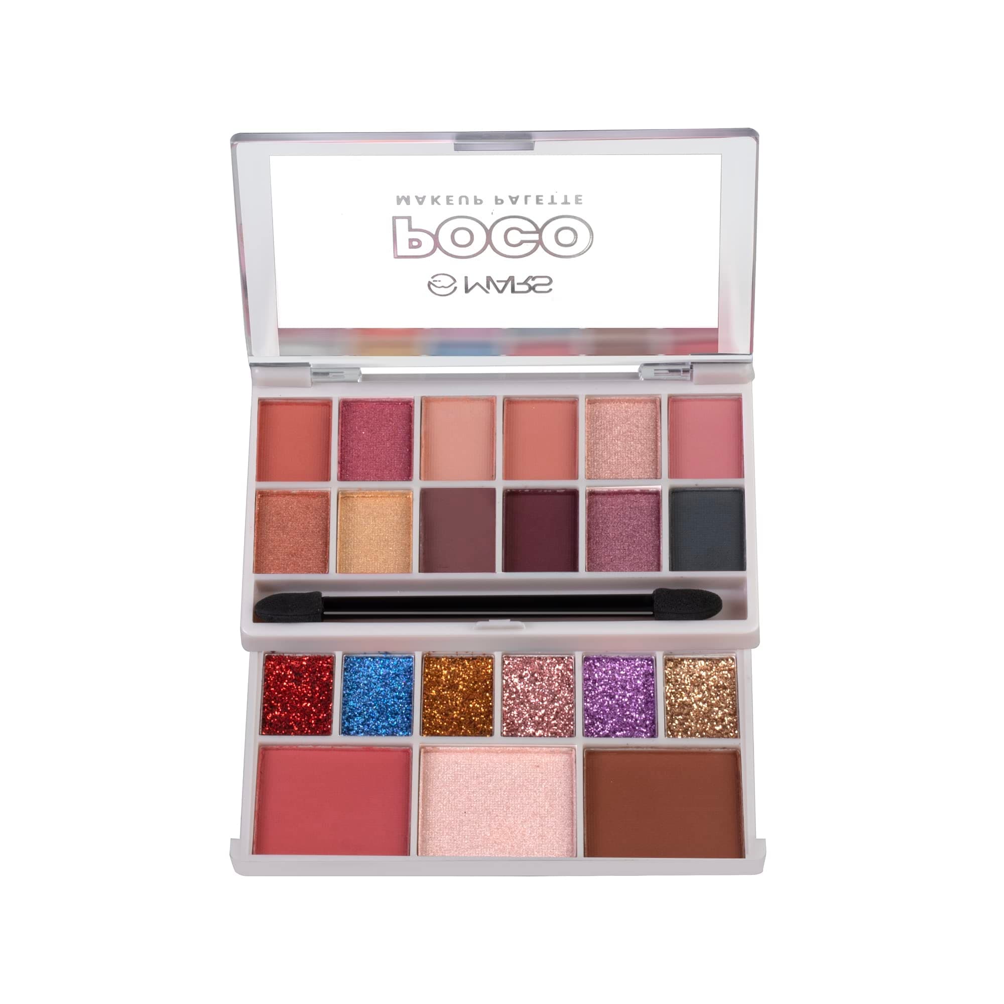 MARS Poco Face Makeup and eyeshadow Palette with Slider Case | Free Applicator | Long Wearing | Highly Pigmented and Easy to Blend 21 Shades (20g) (03-Multicolor)