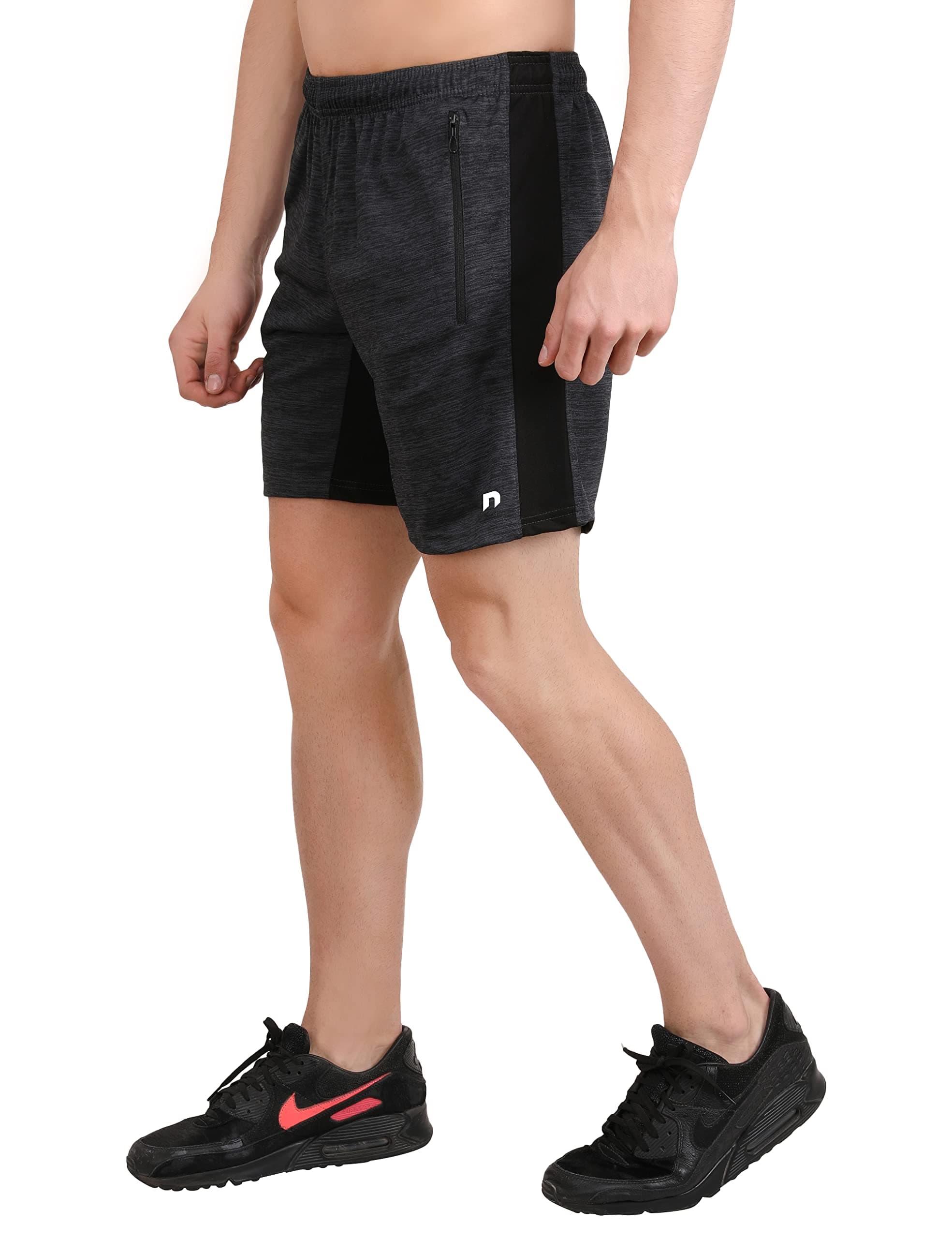 NEVER LOSE Shorts for Men with Zip Pocket, Quick-Dry Gym Shorts for Men, Breathable Running & Training Sports Shorts for Workout (S, Black)