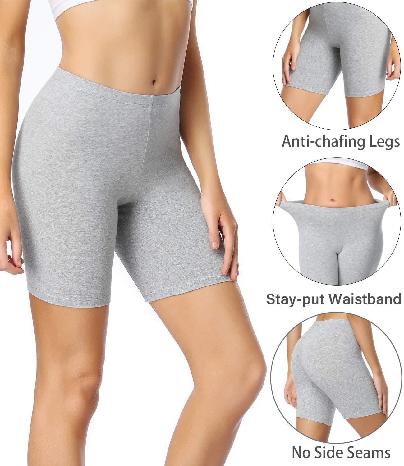 wirarpa Women's Cotton Boy Shorts Underwear Anti Chafing Soft Biker Short Plus Boy Shorts Panties 4 Pack, Multicolor41-4 Pack, Medium