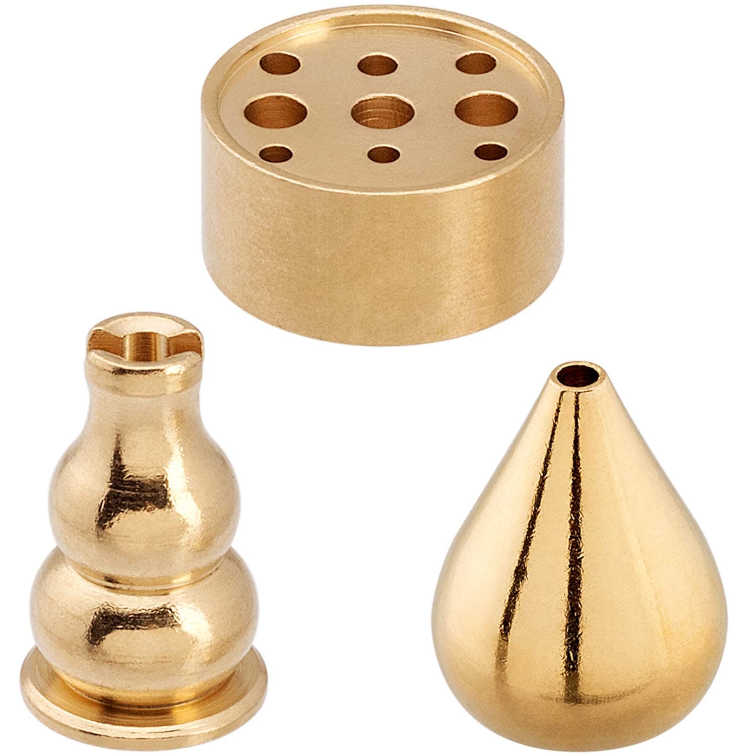 OIIKI Brass Incense Holder, Coil Incense Burner, Incense Stick Holder, Alloy Cone Ash Catcher for Indoor Outdoor Use (3 Styles)