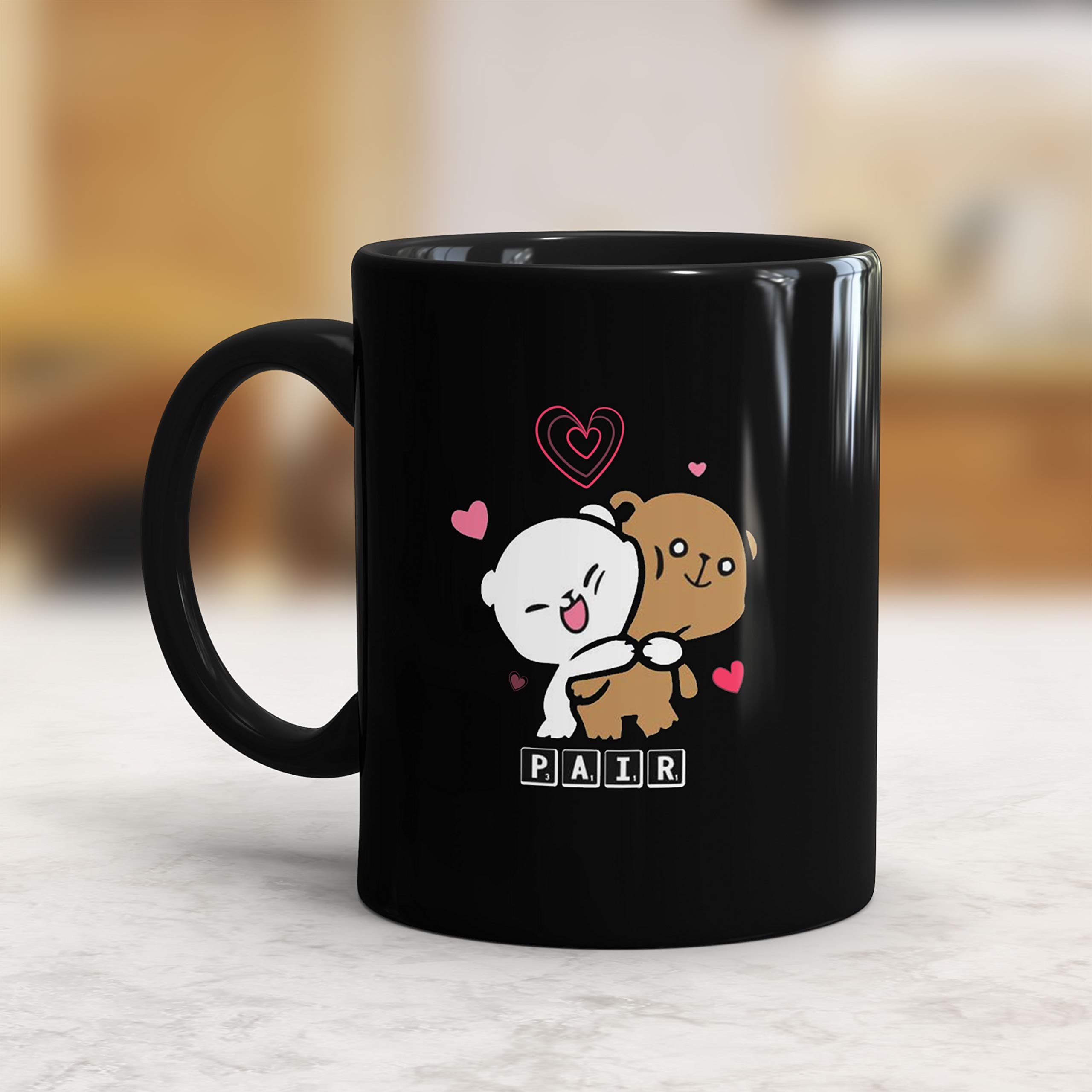 Gift Arcadia Ceramic Perfect Pair Coffee Mugs | Gift for Couple | Best Wedding Gift | Couple Gifts for Wedding| Gifts for Women | Set of 2 Microwave and Dishwasher Safe Coffee Mug | Black (A220)
