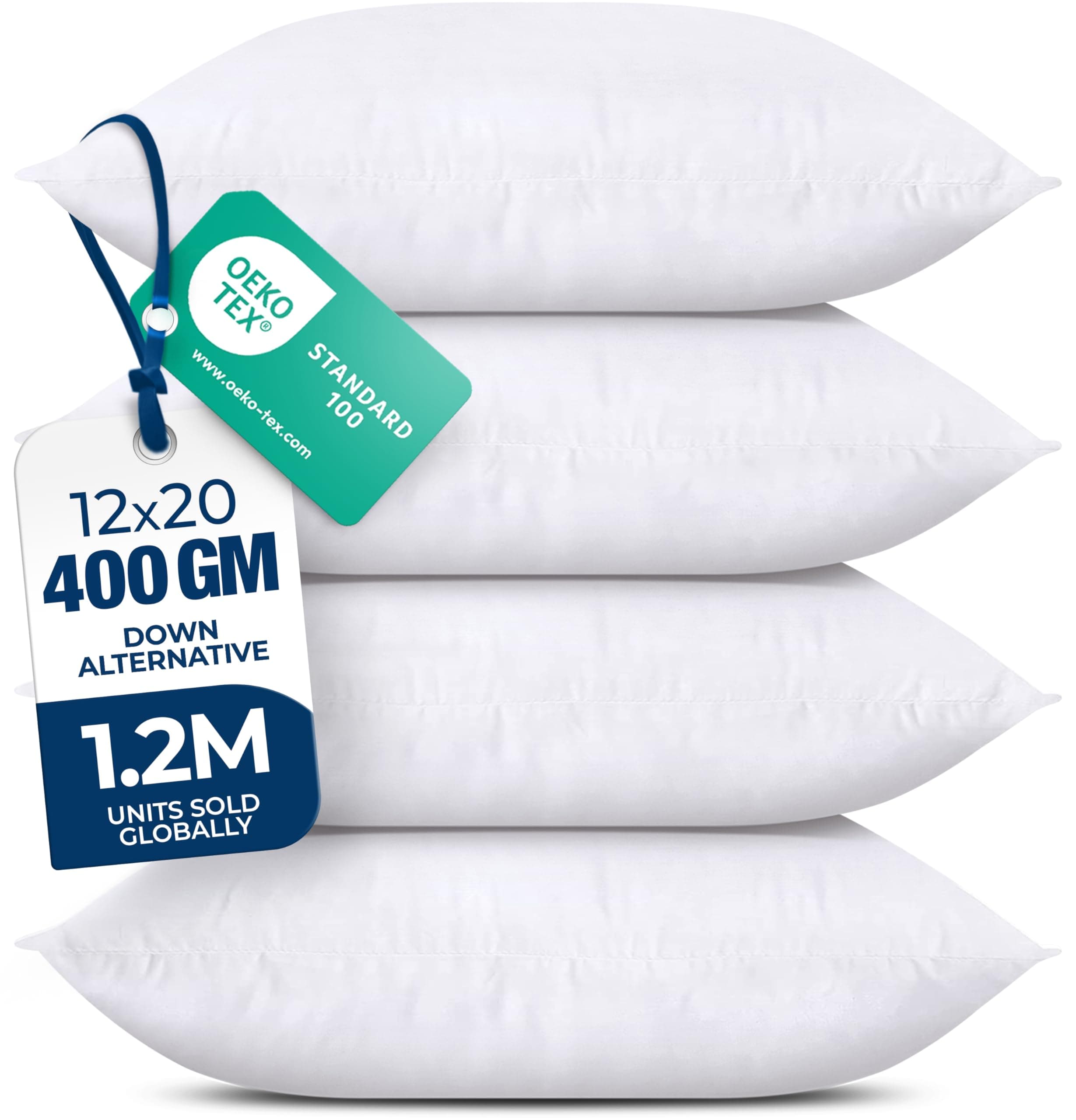 Utopia Bedding Throw Pillows (Set of 4, White), 12 x 20 Inches Pillows for Sofa, Bed and Couch Decorative Stuffer Pillows