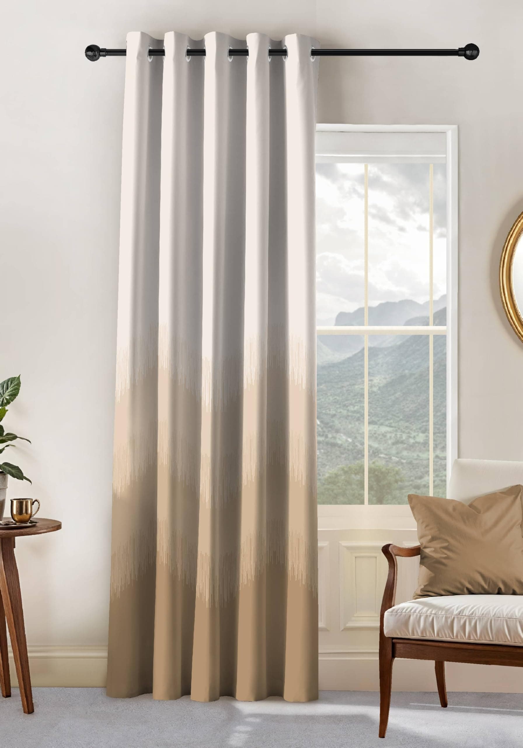 Casableu Kivo Digital Print 85% Blackout Curtains for Door/Window, Thermal Insulated, Tie Back, Wider Width 50 in, Eyelet Curtains for Living Room/Bedroom (Set of 2)
