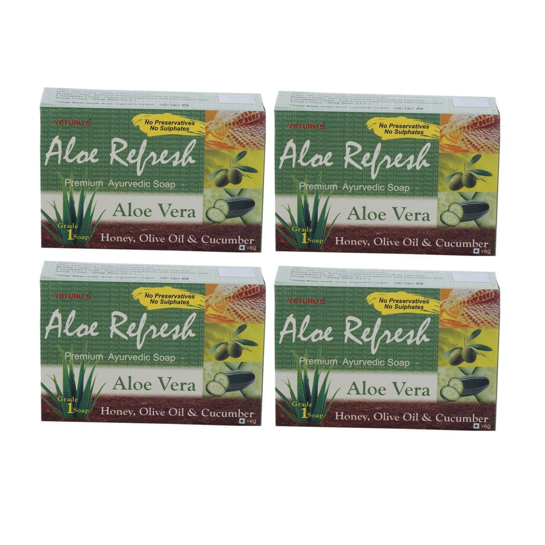 Yeturu's Aloe Refresh Premium Soap 100gms (Set of 4)