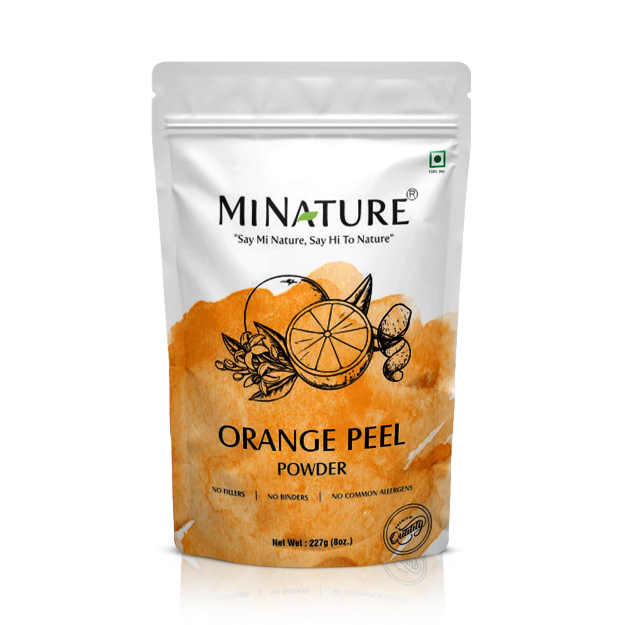 Mi Nature Orange Peel Powder 227g (8oz) | Citrus aurantium Peel | Natural Vitamin C Source for DIY Face Pack, Cleansing & Oil Control | Skin Care Mask | Resealable Zip Lock Pouch