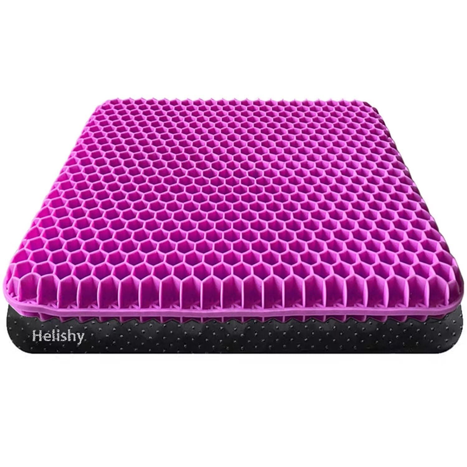 Gel Seat Cushion, Double Thick Gel Cushion for Long Sitting with Non-Slip Cover, Breathable Honeycomb Chair Pads Absorbs Pressure Points for Wheelchair Car Seat Home Office Chairs (16.5x14.5x1.6inch)