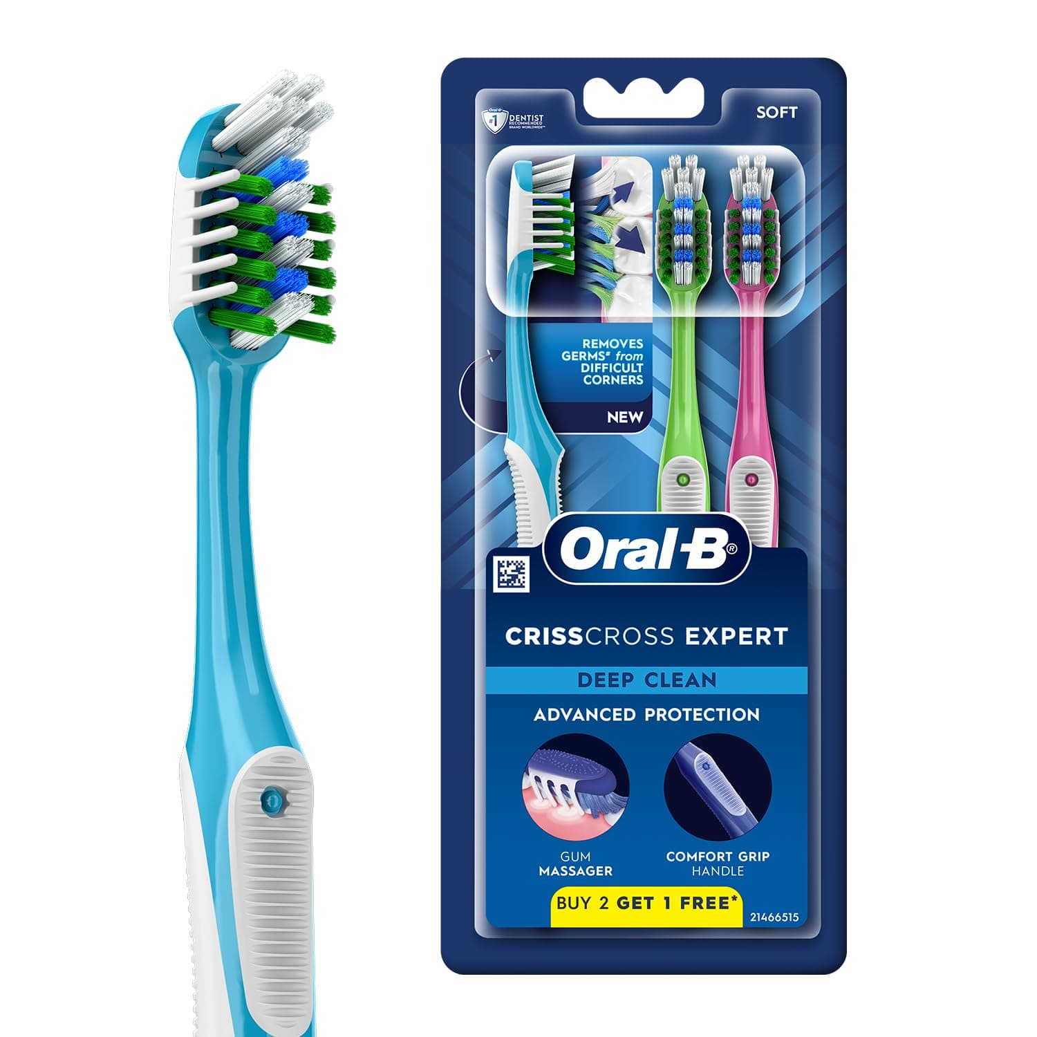 Oral B Pro Health Anti-Bacterial Toothbrush - 1 Piece Adult, Manual, Multicolor(Buy 2 Get 1 Free)