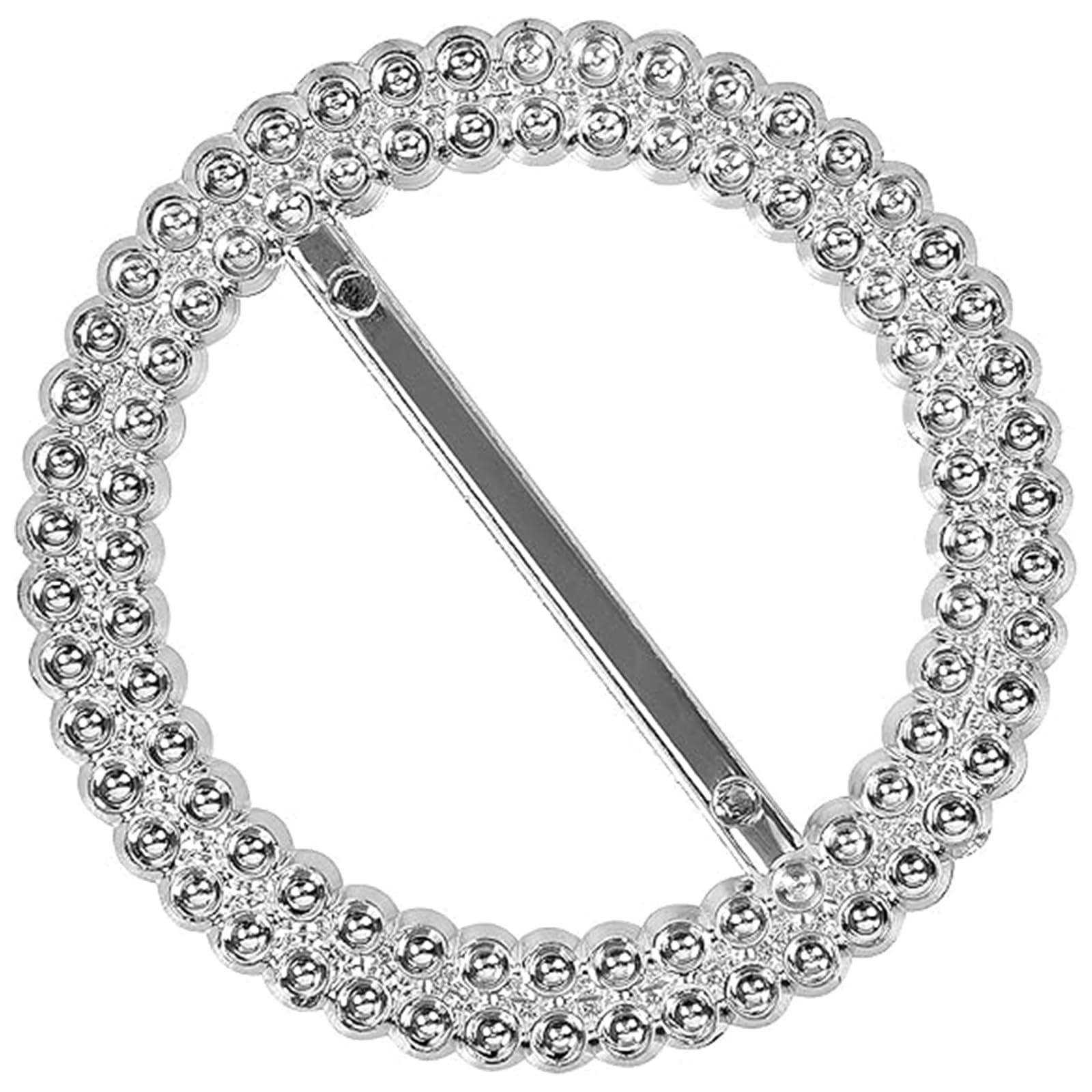 KEILEOHO 100 PCS Chair Sash Buckles, 2.5" Round Silver Tone Rhinestone Ribbon Buckle, Elegant Premium Sash Buckles, Chair Sash Ribbon Slider, Round Chair Decoration for Wedding Banquets Party Home Use