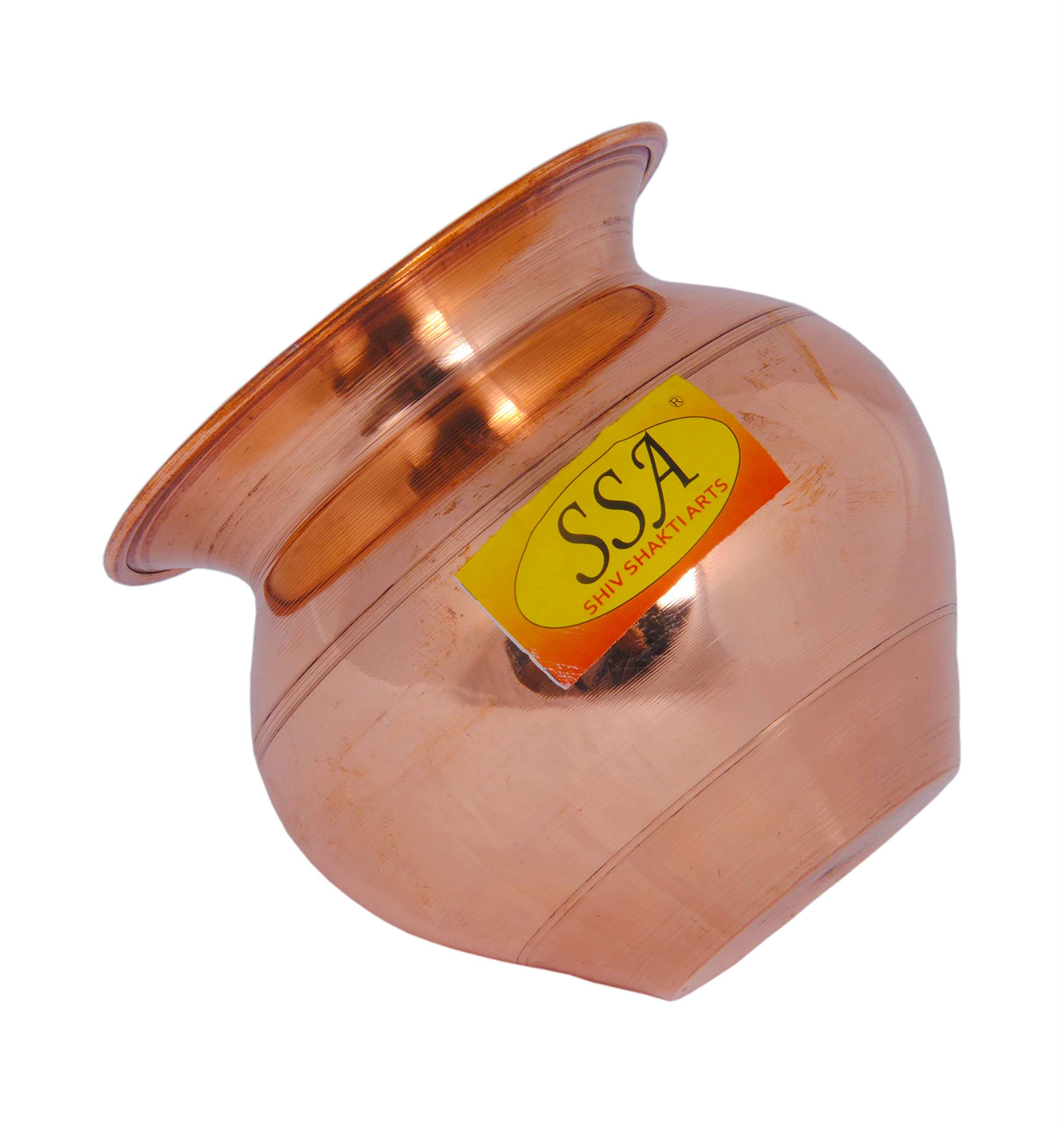 SHIV SHAKTI ARTS® Handmade Pure Copper Kumkuma Kalash/Lota with Line Design Volume=250 ML for Diwali, Pooja, Festival-Home Decoration
