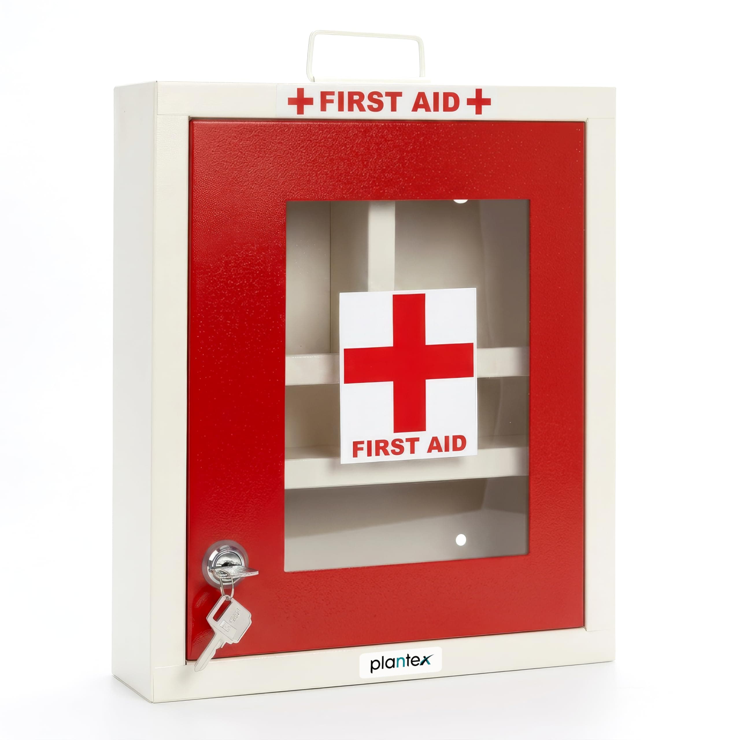Plantex First Aid Box/Medical Box/Emergency First Aid Kit Box/Medicine Storage Boxes for Home, School & Office with Multi Compartment - (Red & Ivory) – Wall Mount – Metal