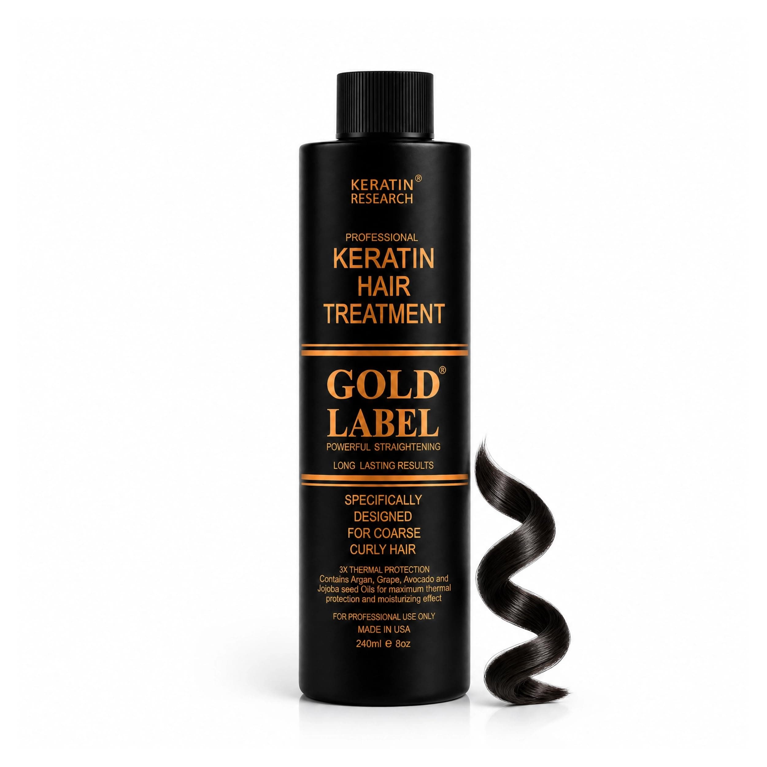 Gold Label Professional Keratin Treatment Super Enhanced Formula Specifically Designed for Coarse Curly Black, african, Dominican and Brazilian Hair types 240ml