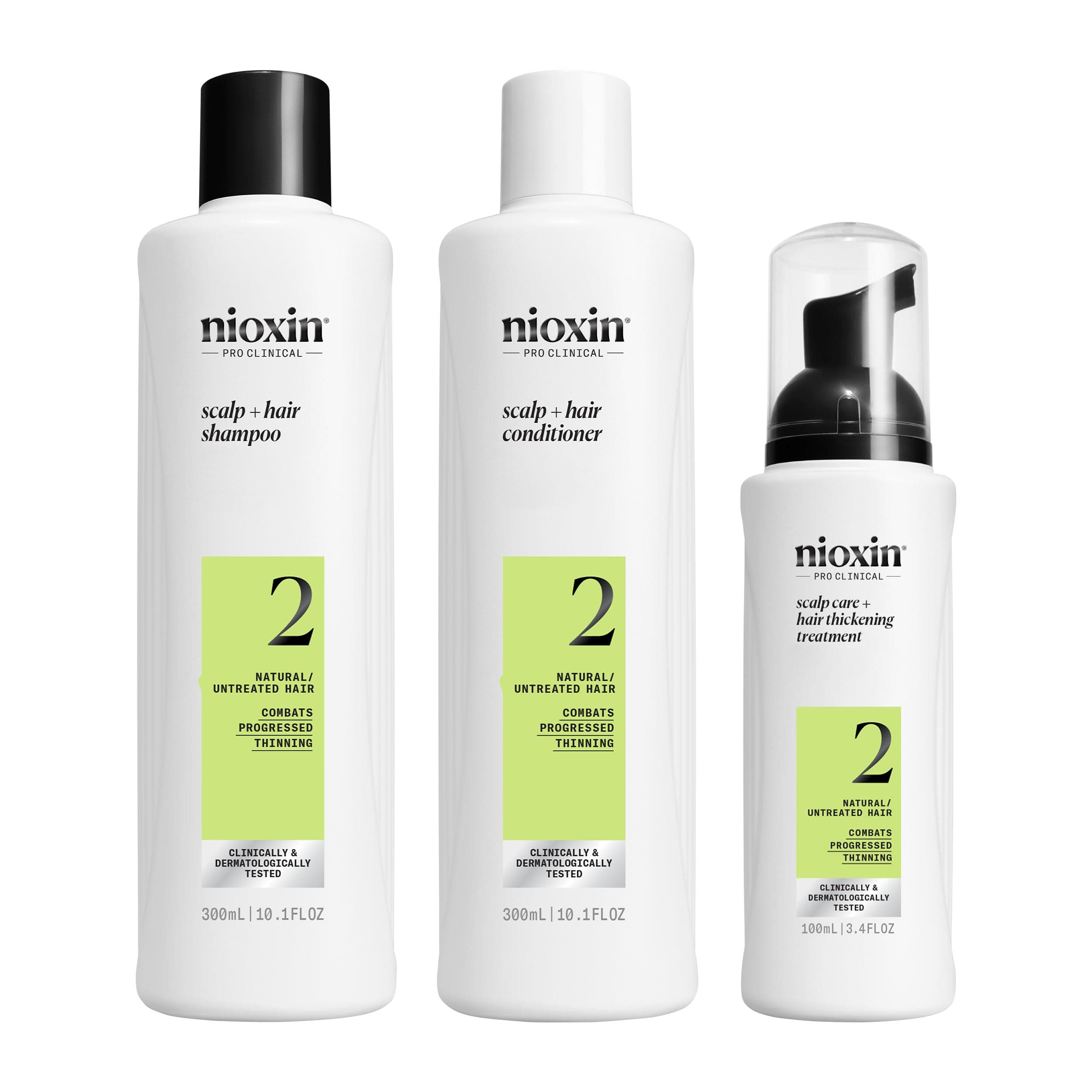 Nioxin System 2 Starter Kit Cleanser, Scalp Therapy & Scalp Treatment natural Hair Progressed Thinning 1 kit