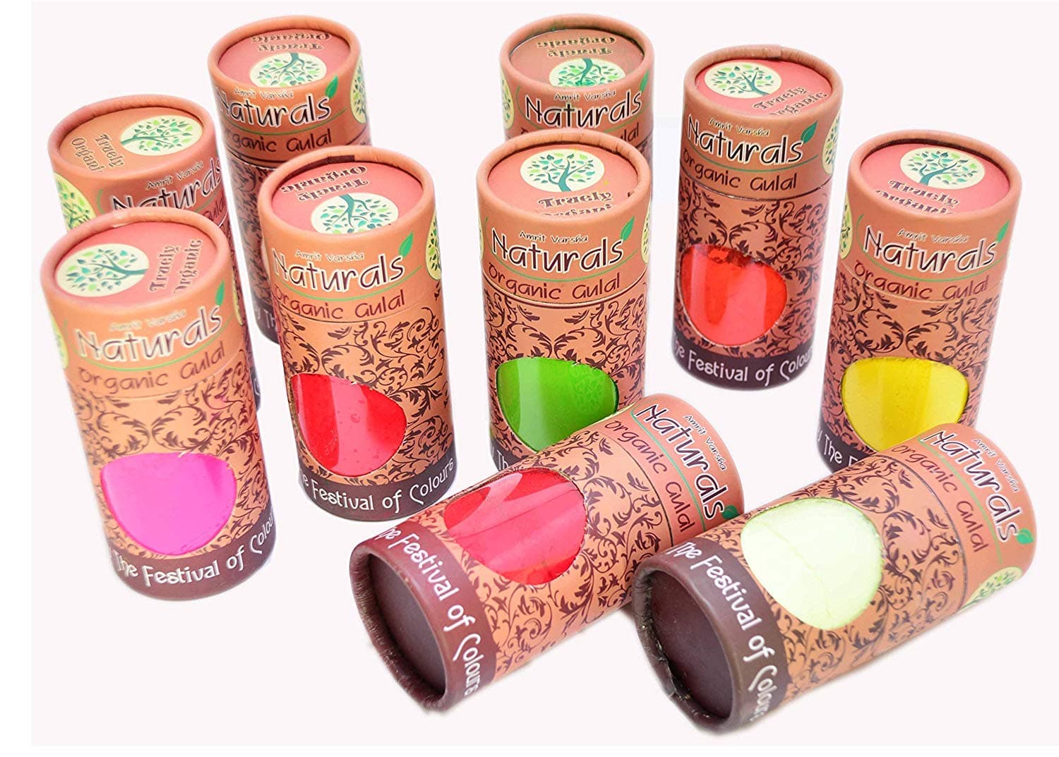 VR Creatives Organic Powdered Herbal Gulal Holi Color, Set of 3, 100 gram each box.