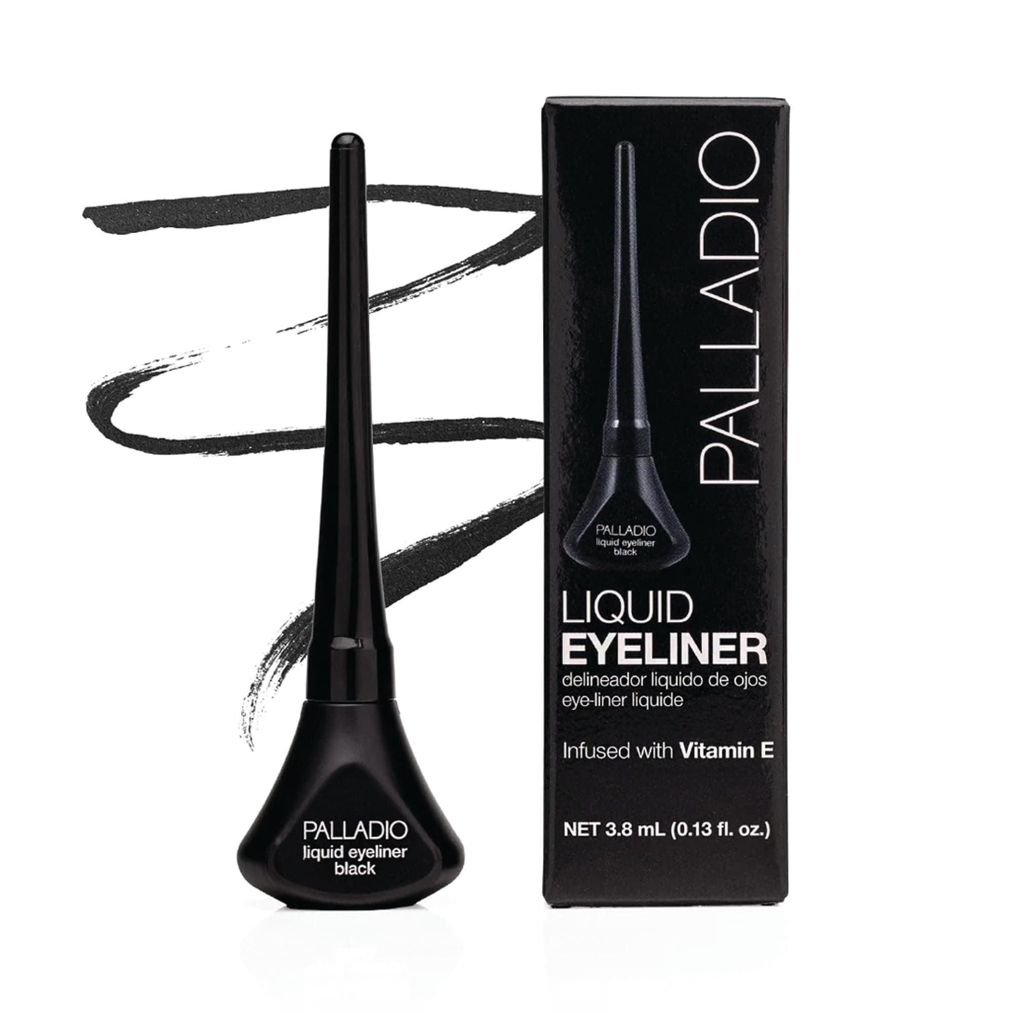 Palladio Liquid Eyeliner, Black, Highly Pigmented and Waterproof Eyeliner, For Intense Eye Definition, Smear-proof Eyeliner Liquid, Includes Easy Grip Wand and Felt Tip Eyeliner Applicator