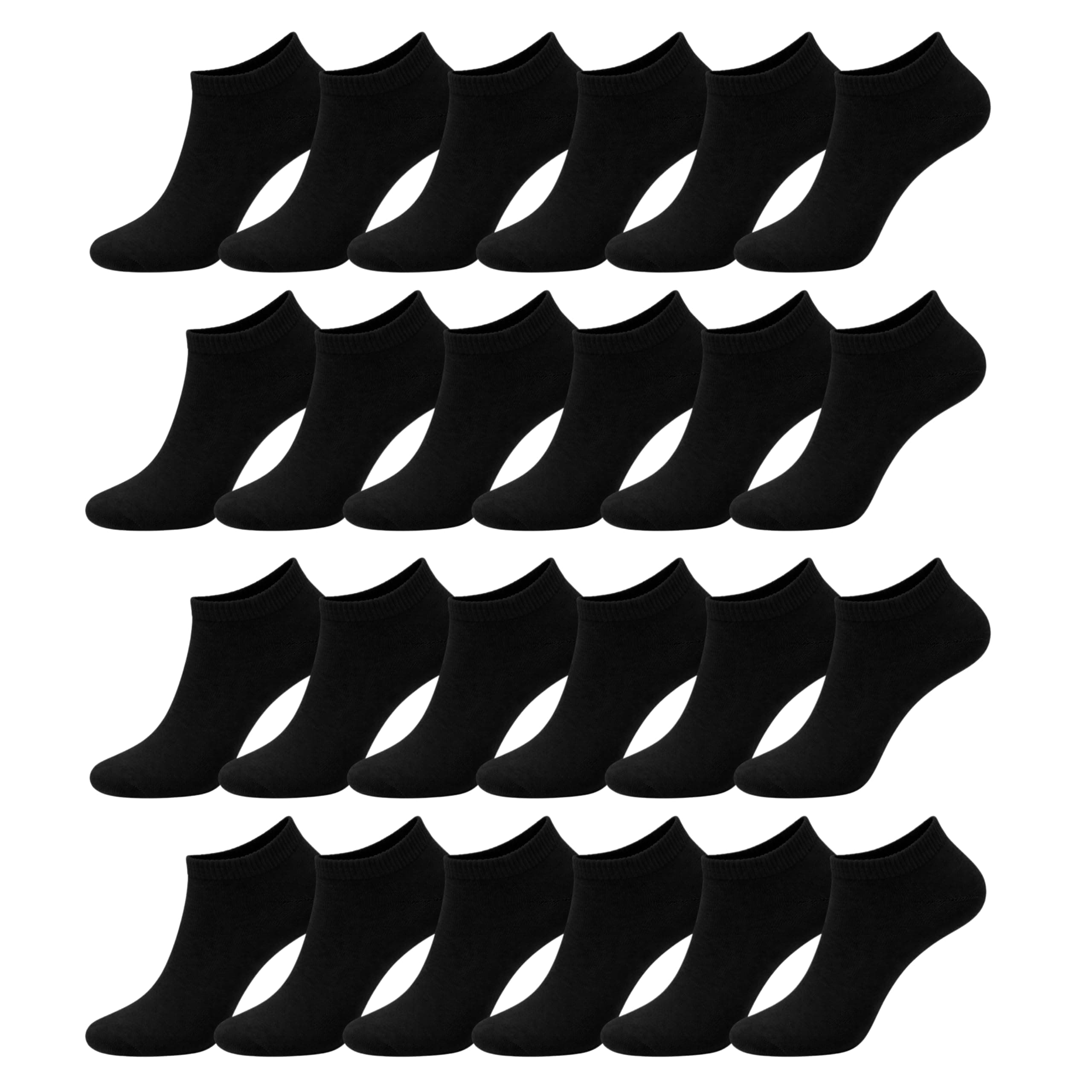 24 Pairs Ankle Socks for Women & Girls Bulk Pack, Fun Cute Low Cut No Show, Colorful Soft (Black)