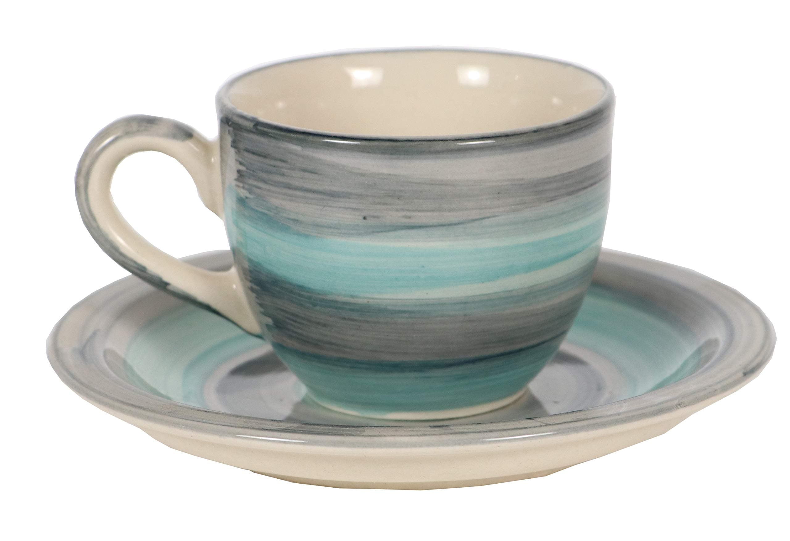 HS HINDUSTANI SAUDAGAR Aqua Mist Ceramic Cup and Saucer Set of 12(130ml) Tea Coffee Cups for Morning & Evening Tea Handmade chai Sets Kitchen Tableware Ideal for Daily use Home & Office and Gifting.