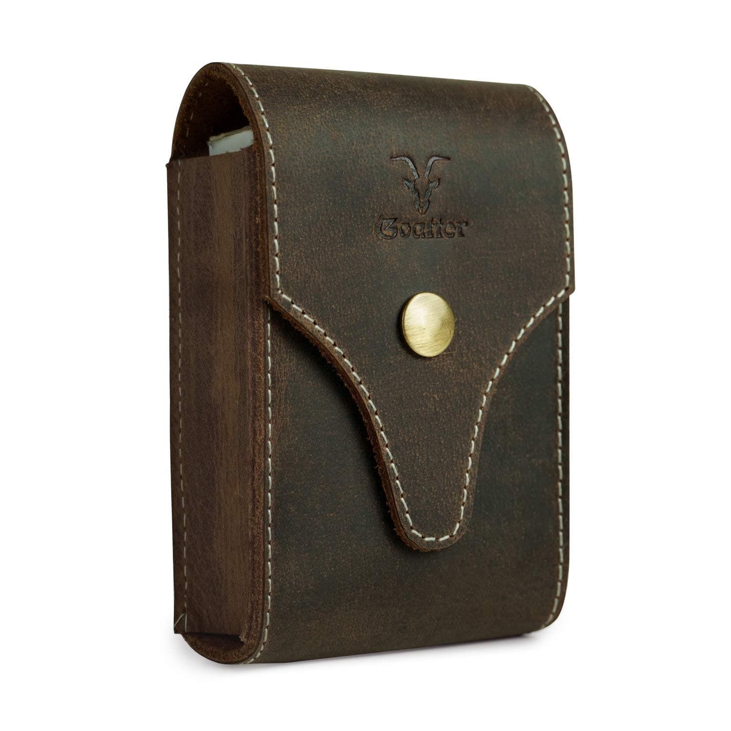 Goatter Leather Material Mens Cigarette & Lighter Cover, Dark Brown (Only Cover)