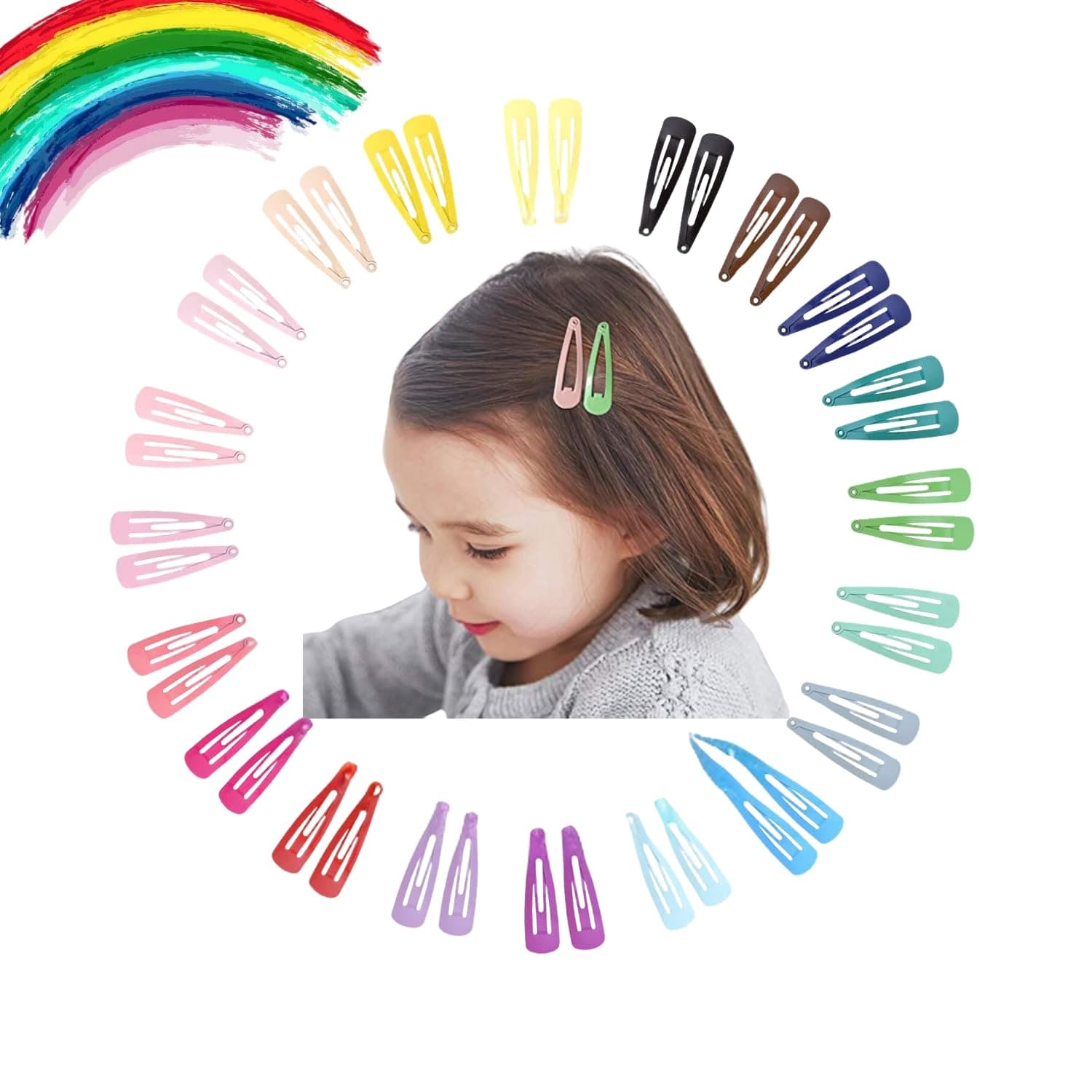 Ahamo Tic Tac Hair Clips for Girls, Women & Kids - 40PCS Multicolor Baby Hair Clips Set, Non-Slip Durable Clips for Girls Kids (Assorted Mix)