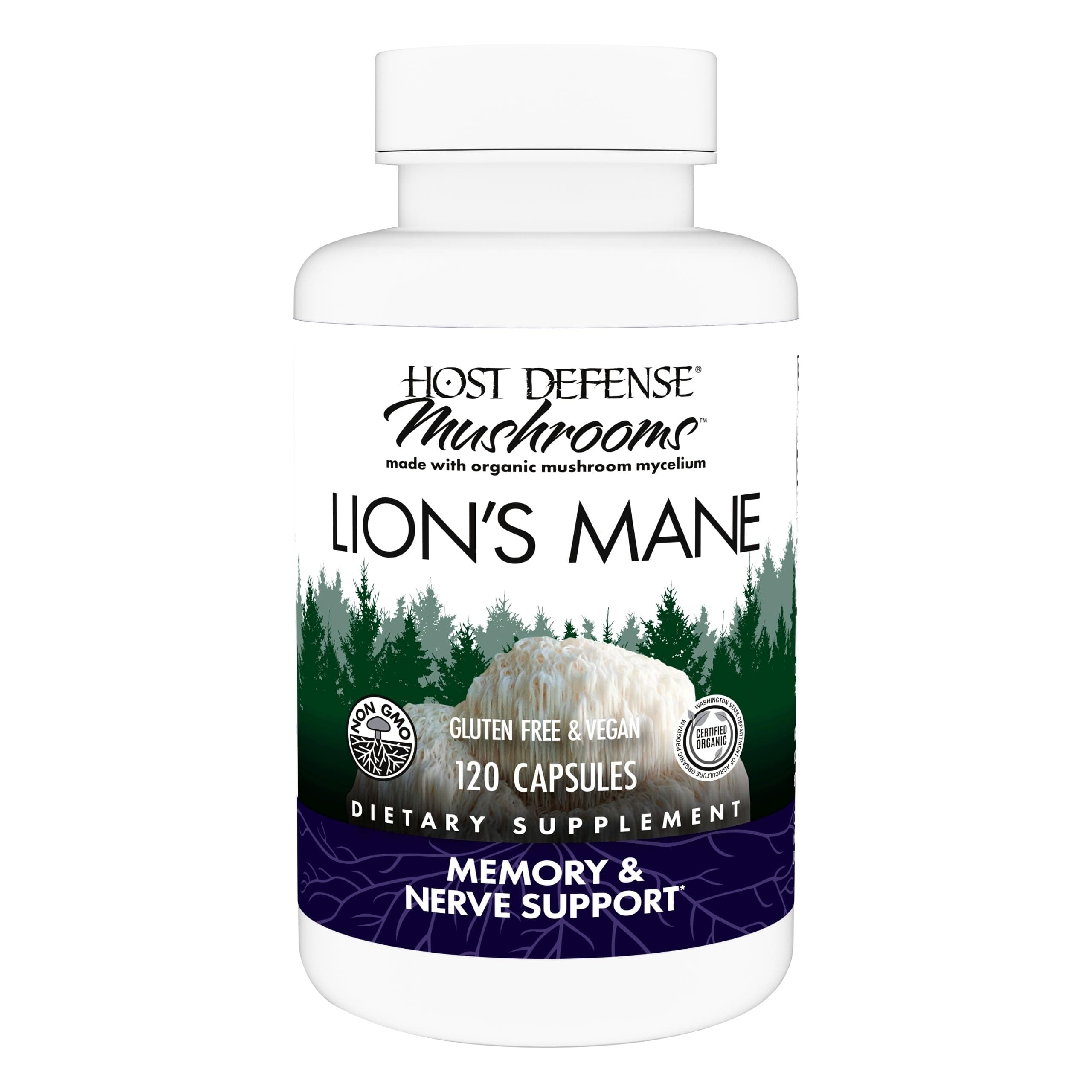 Fungi Perfecti Host Defense Lion's Mane - 120 Vegetarian Capsules