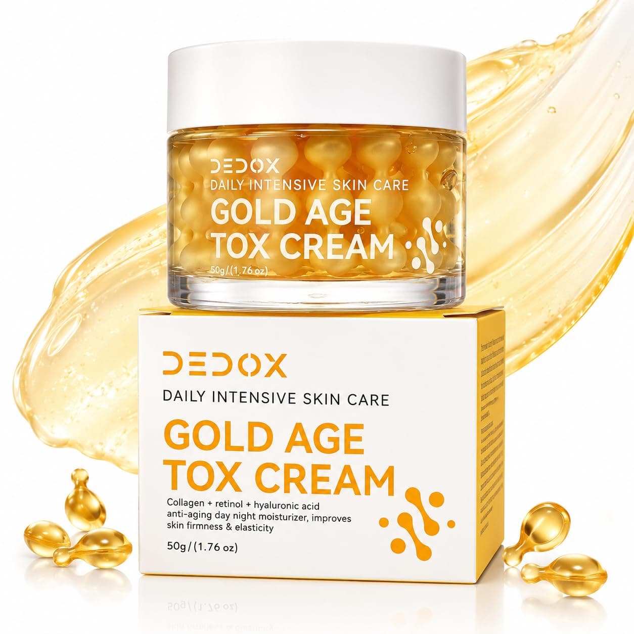 DEDOX - SKIN CARE Gold Age Tox Anti Aging Face Cream with Retinol, Collagen, Hyaluronic Acid 50g