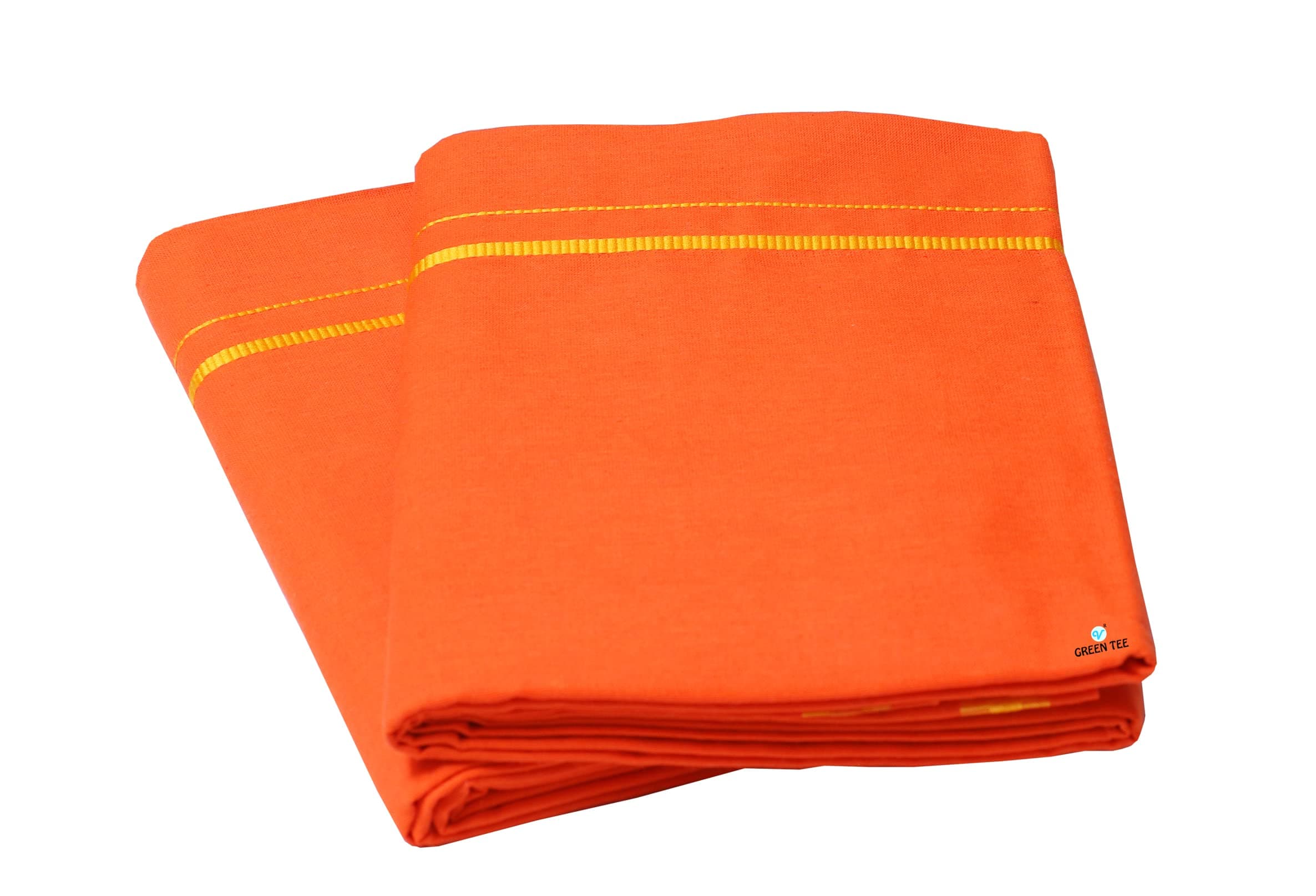 GREEN TEE Men Color Dhoti - Pack of 2 (Orange) (2 Meters)