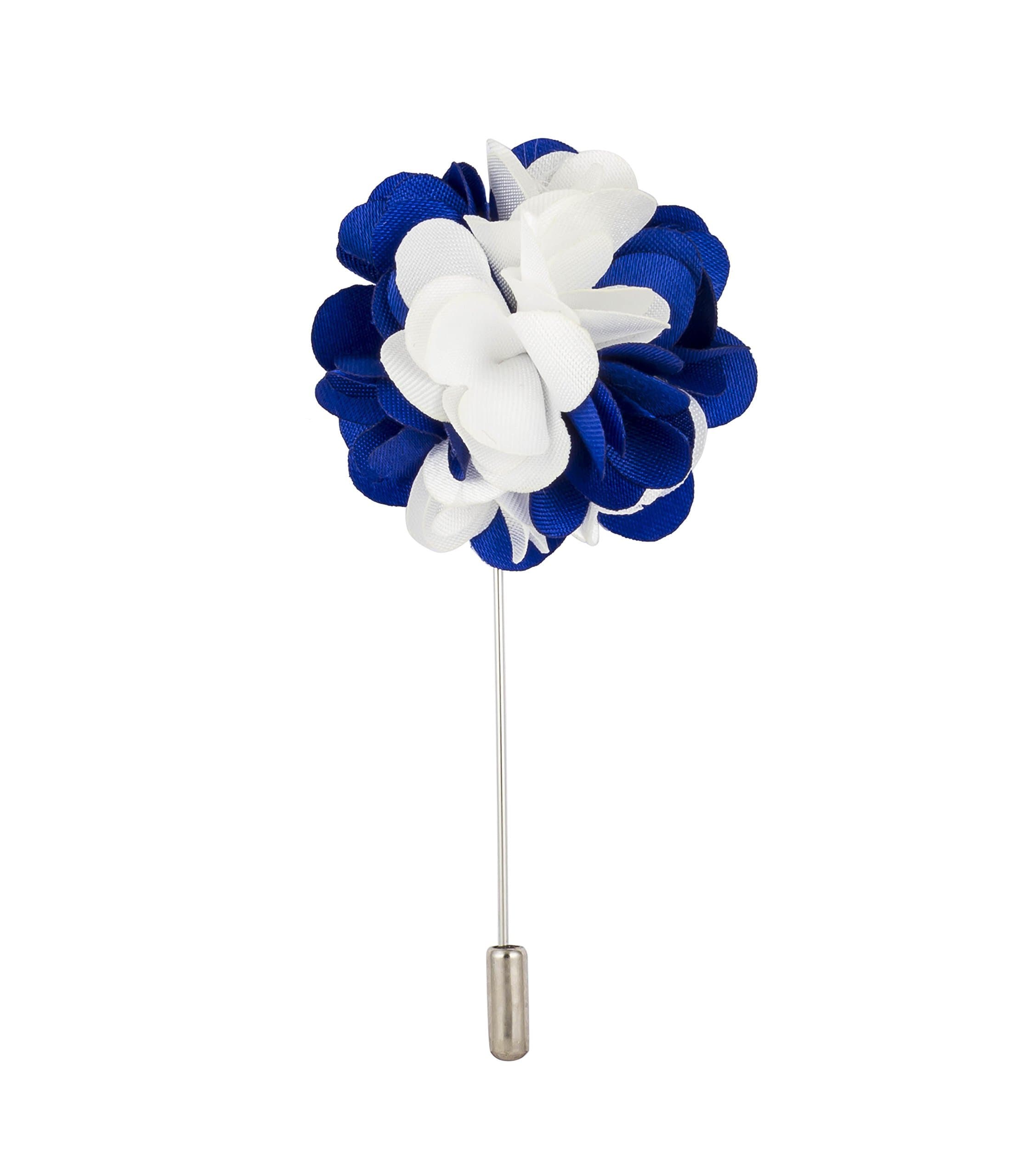 Knighthood Royal Blue and White Flower Bunch Lapel Pin Suit Collar Accessories Brooch for Men