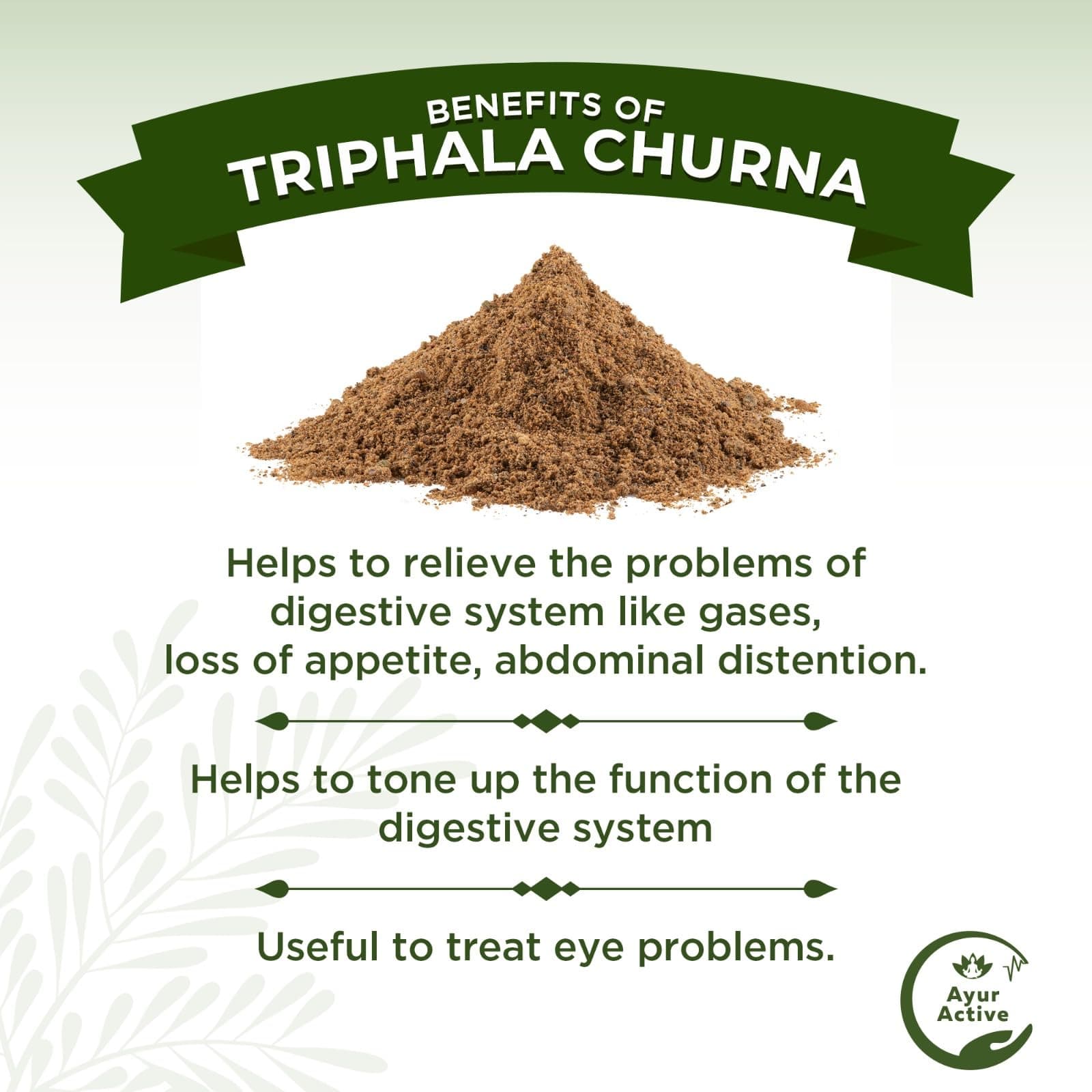 Ayur Active Triphala Powder - 100% Organic Ayurvedic Supplement,100 G